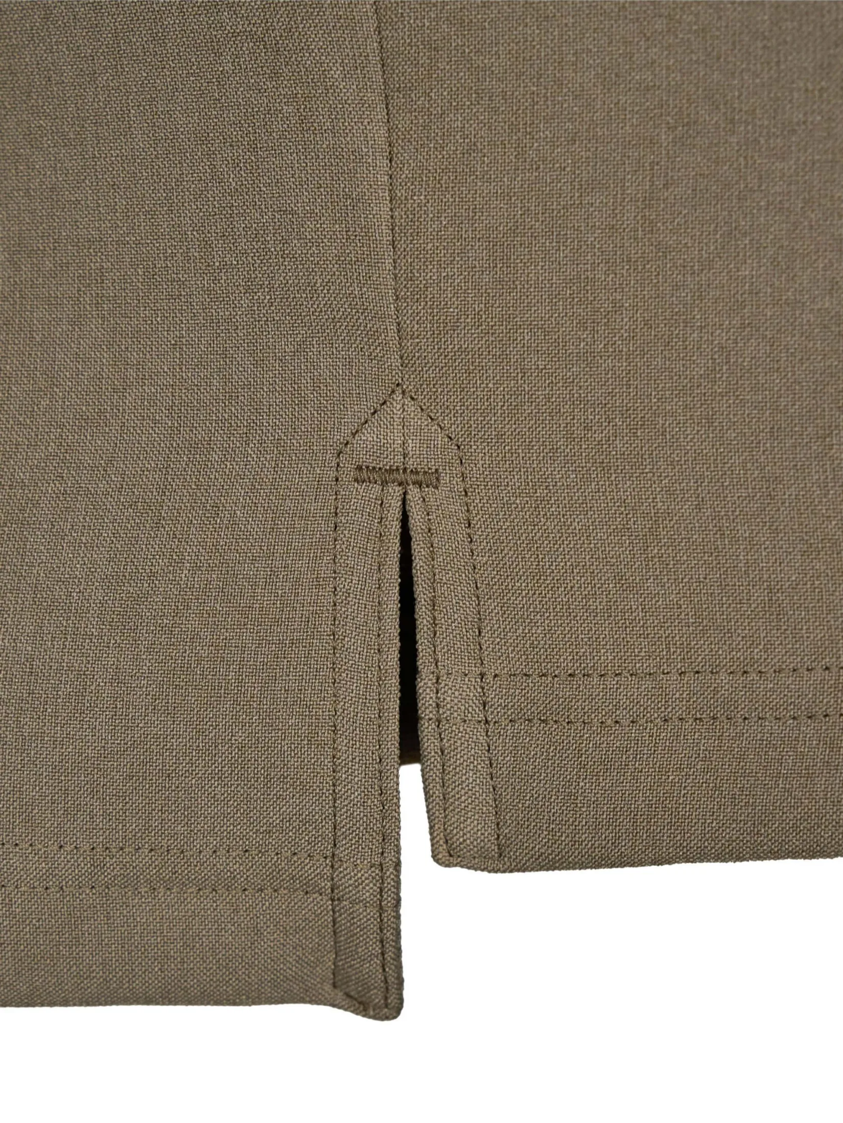 TAKEO KIKUCHI MEN BEIGE STRETCH BONDED DOUBLE SS POLO SHIRT