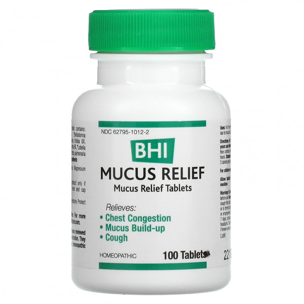 MediNatura, BHI, средство для уменьшения слизеобразования, 100 таблеток