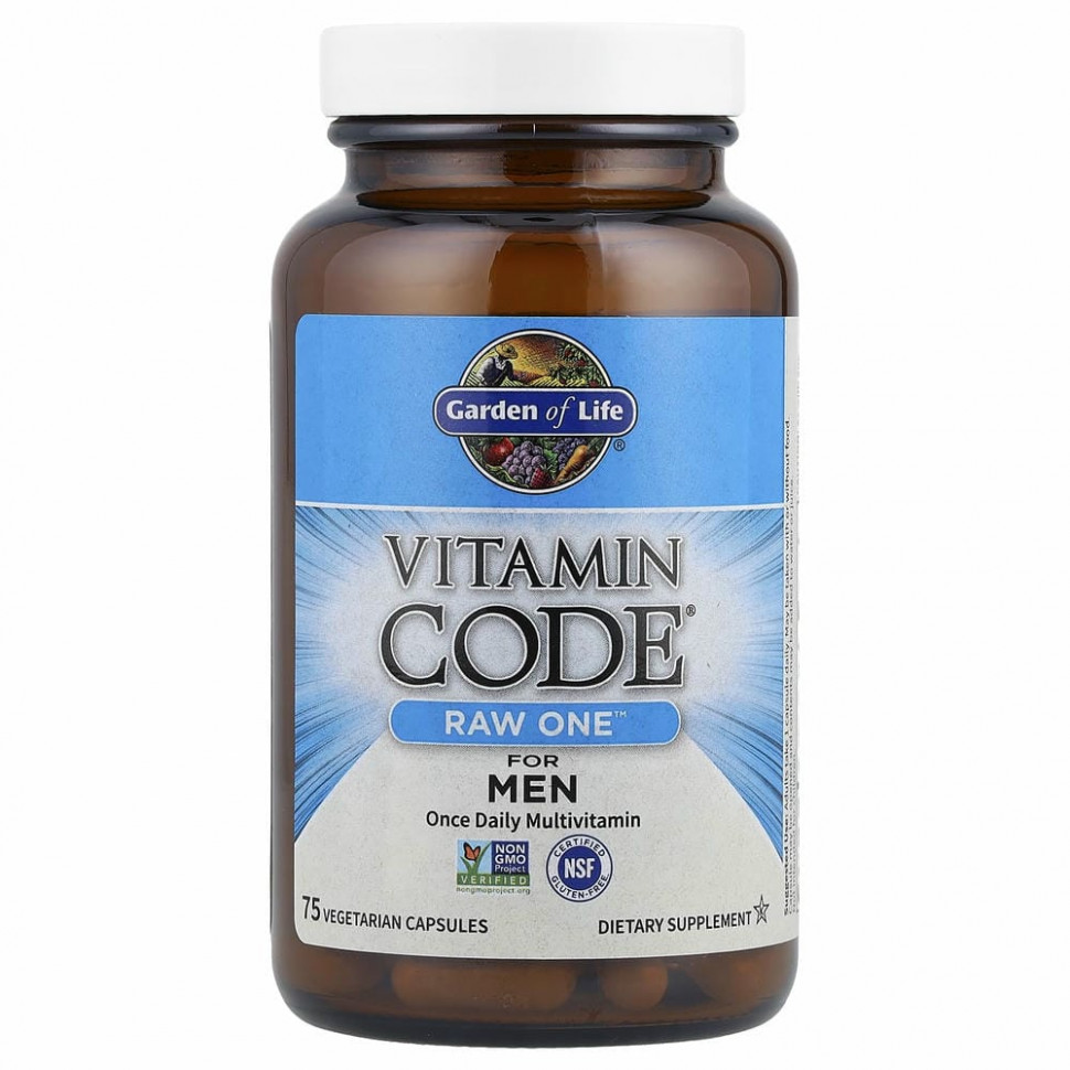 Garden of Life, Vitamin Code, RAW One, мультивитаминная добавка для мужчин (для приема 1 раз в день), 75 вегетарианских капсул
