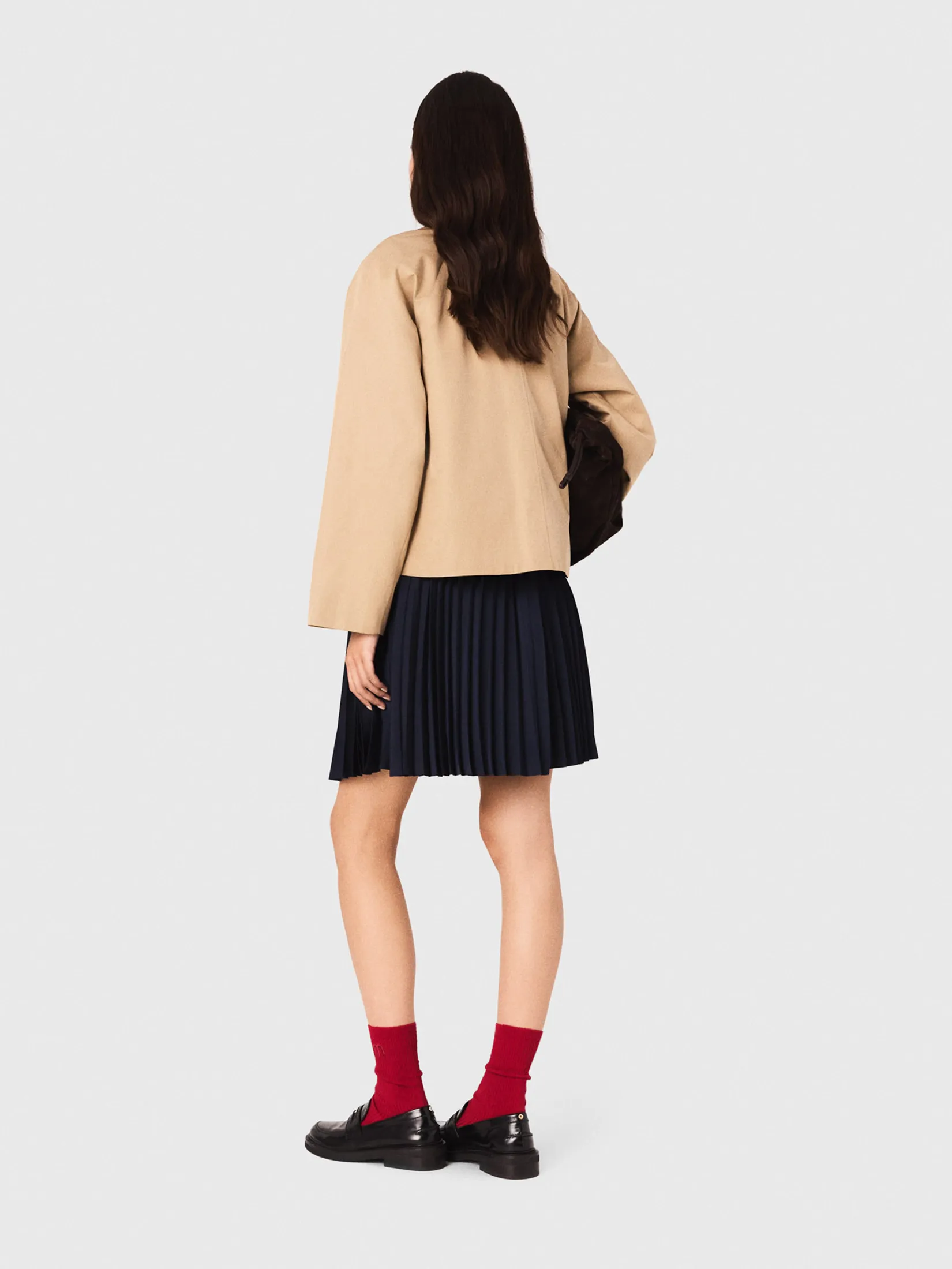 MAJE Women Trapeze Jacket With Contrast Collar