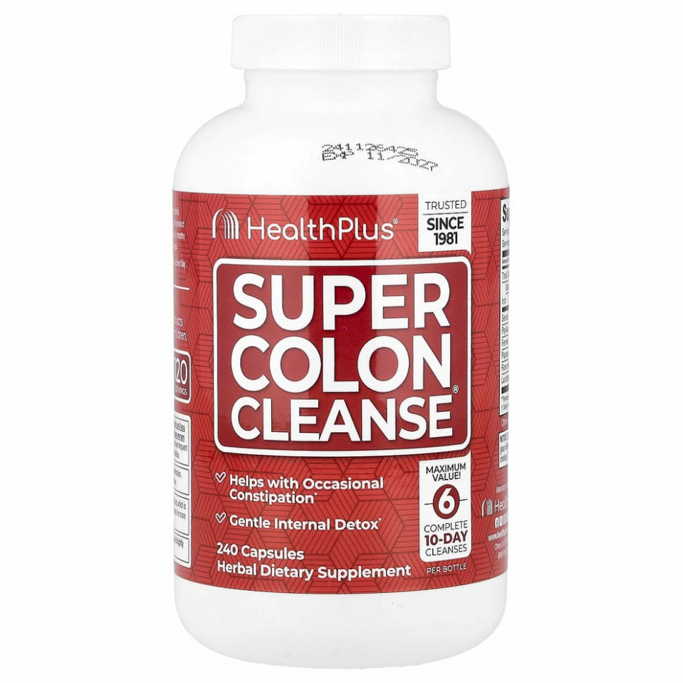 Health Plus, Super Colon Cleanse, превосходное средство для очищения толстой кишки, 240 капсул
