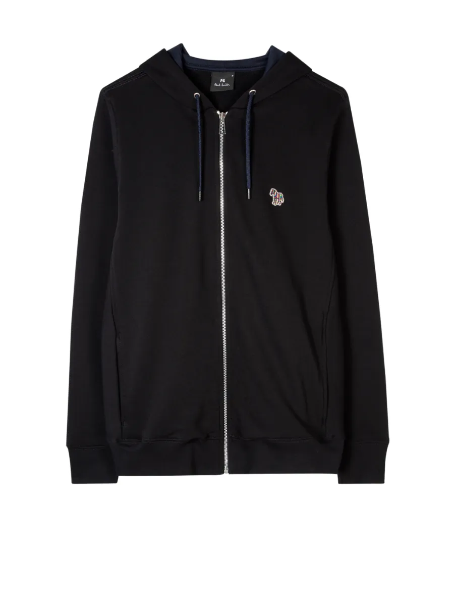 PAUL SMITH SWEATSHIRTS MENS REG FIT ZIP HOODY ZEBRA BLACK