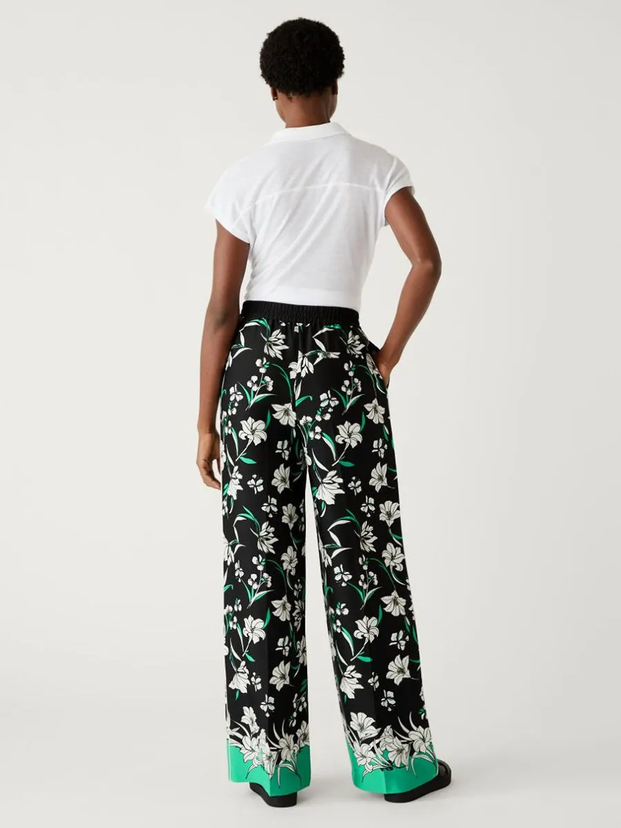 MARKS & SPENCER Women Wide Leg Trousers Floral Printed