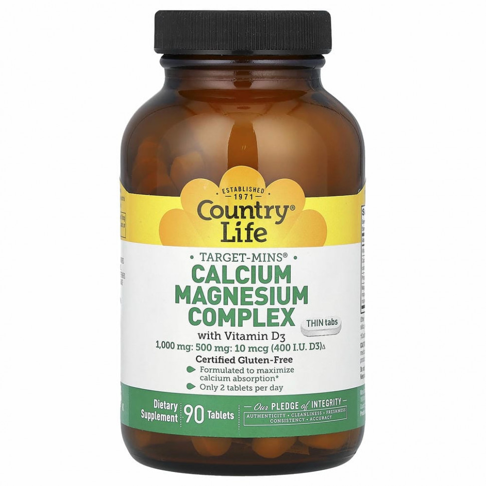 Country Life, Calcium Magnesium Complex with Vitamin D3, 90 Tablets
