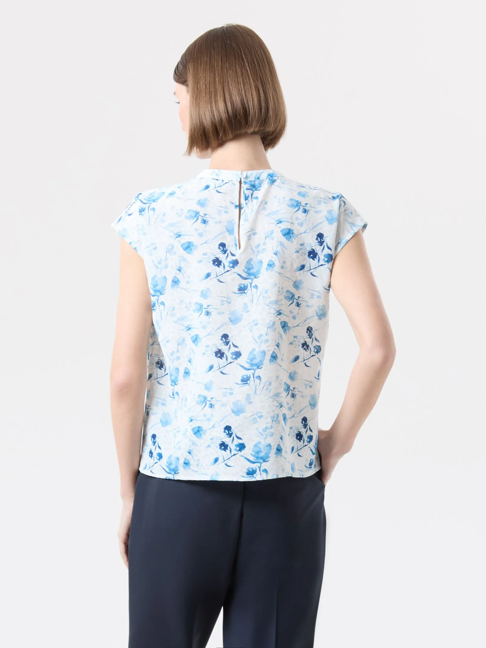 ESPADA Flare Sleeve Blousers with Floral Print Woman Light blue