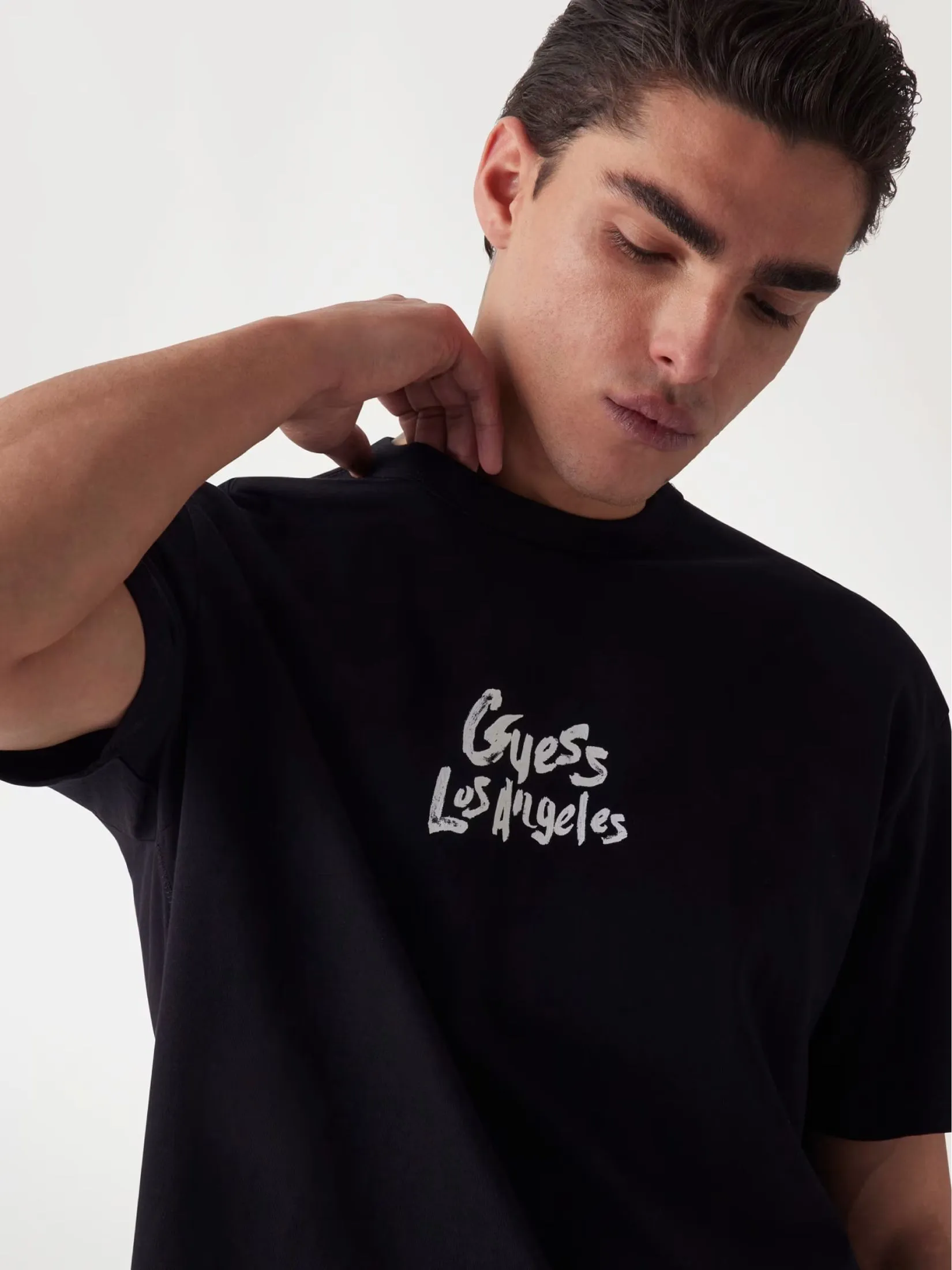 GUESS GUESS MEN Oversized Logo T-Shirt  M5GI13K8FQ4  -  Black