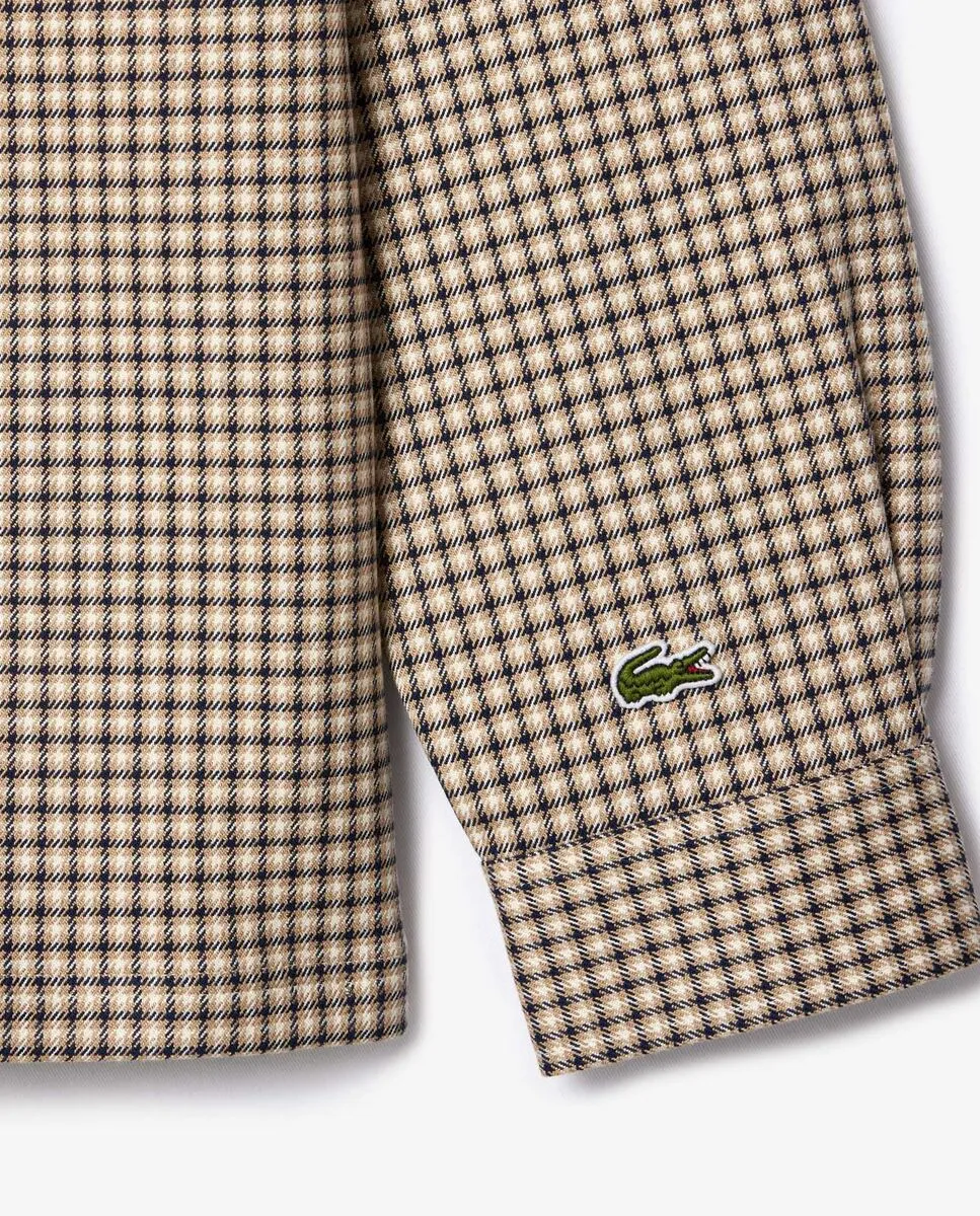 LACOSTE Regular Fit Plaid Overshirt Beige
