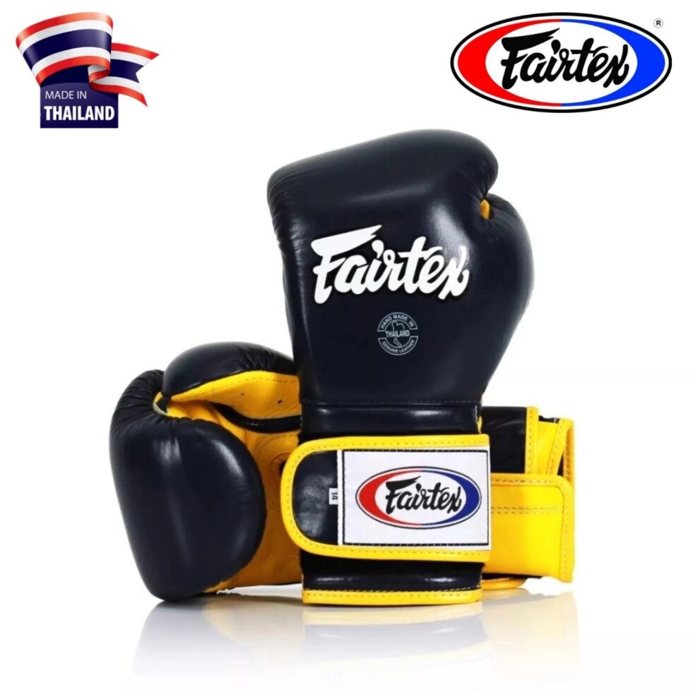 Боксерские перчатки Fairtex Mexican Style BGV9, Таиланд 12 oz Blue/Yellow