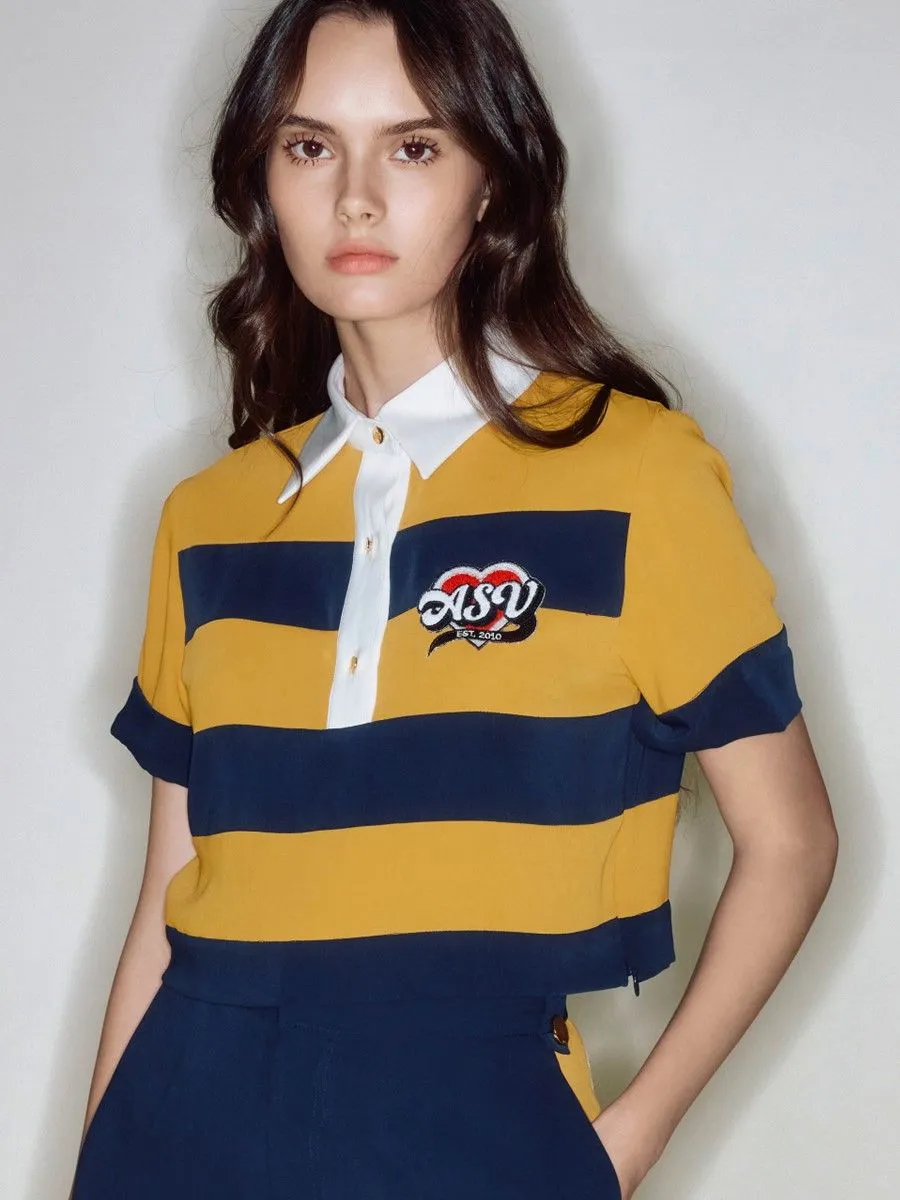 ASV (RS24) Asv Stripe Cropped Women Polo Top Yellow