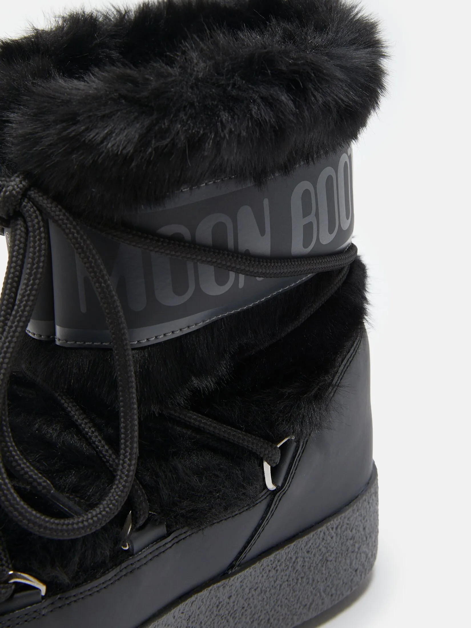 MOON BOOT LTRACK TUBE FAUX-FUR BLACK BOOTS