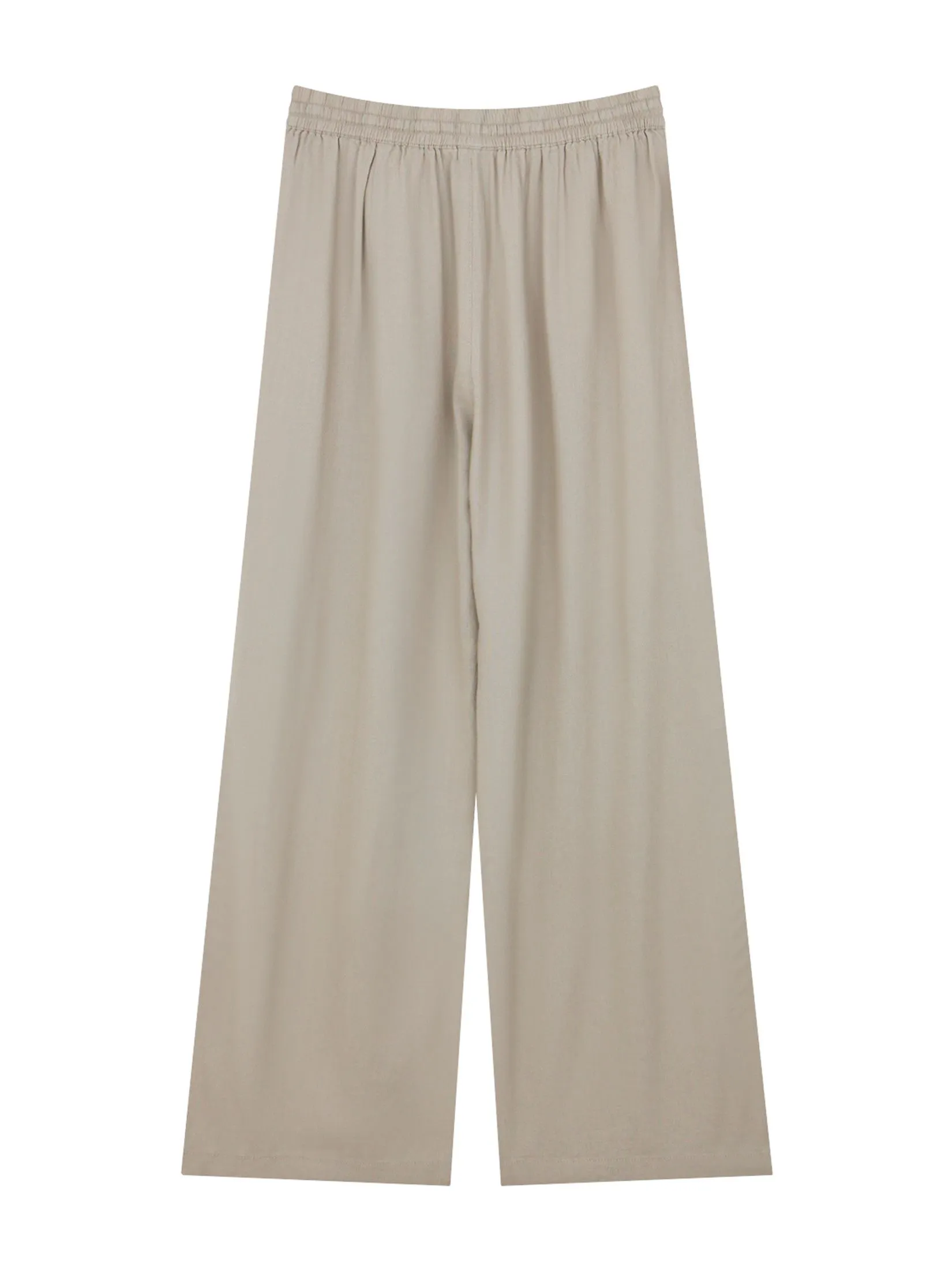 GIORDANO Women's Wide Leg Linen Viscose Pants Light mocha khaki