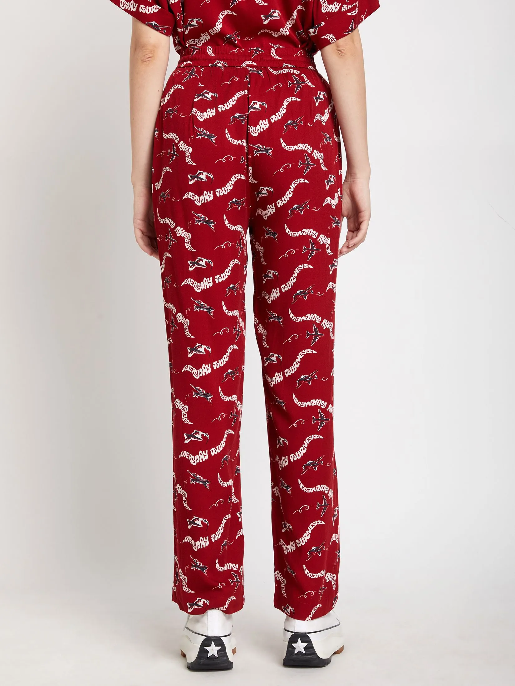 DEFRY 01 Women Straight Pants Print Red