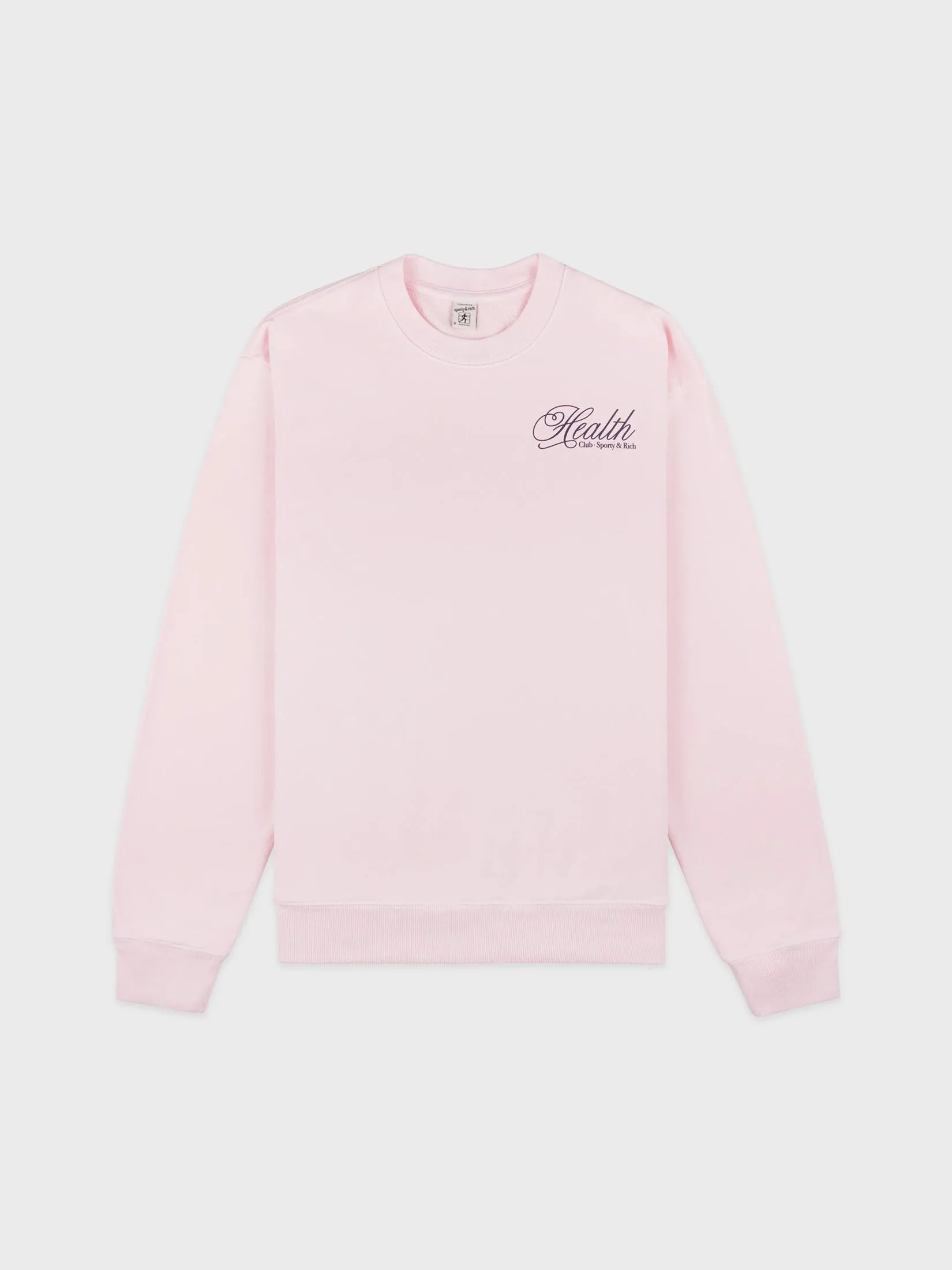 SPORTY & RICH Unisex Crewneck Health Script - Pink Dolphin/Navy