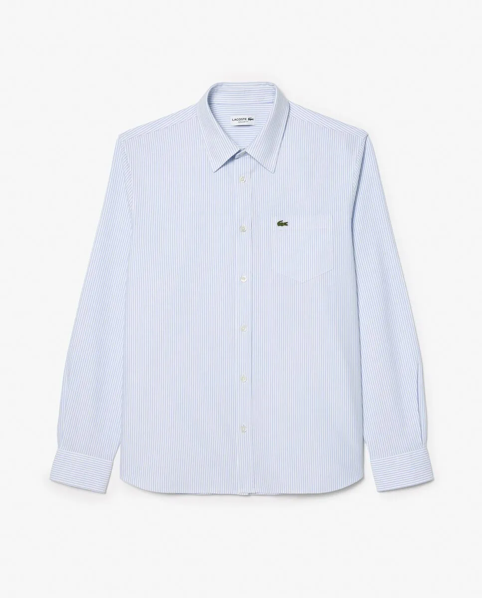 LACOSTE Regular Fit Striped Oxford Shirt Blue