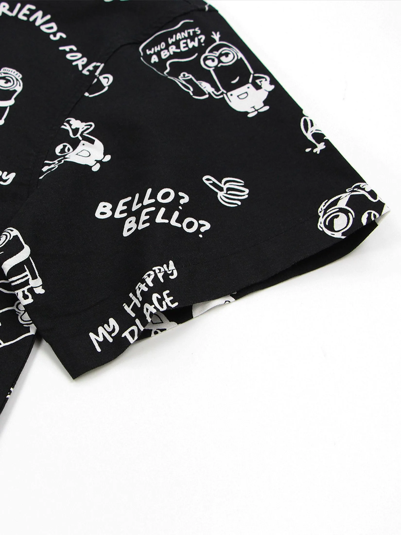 GIORDANO Men's Relax Oxford Shirt (Minions) Black