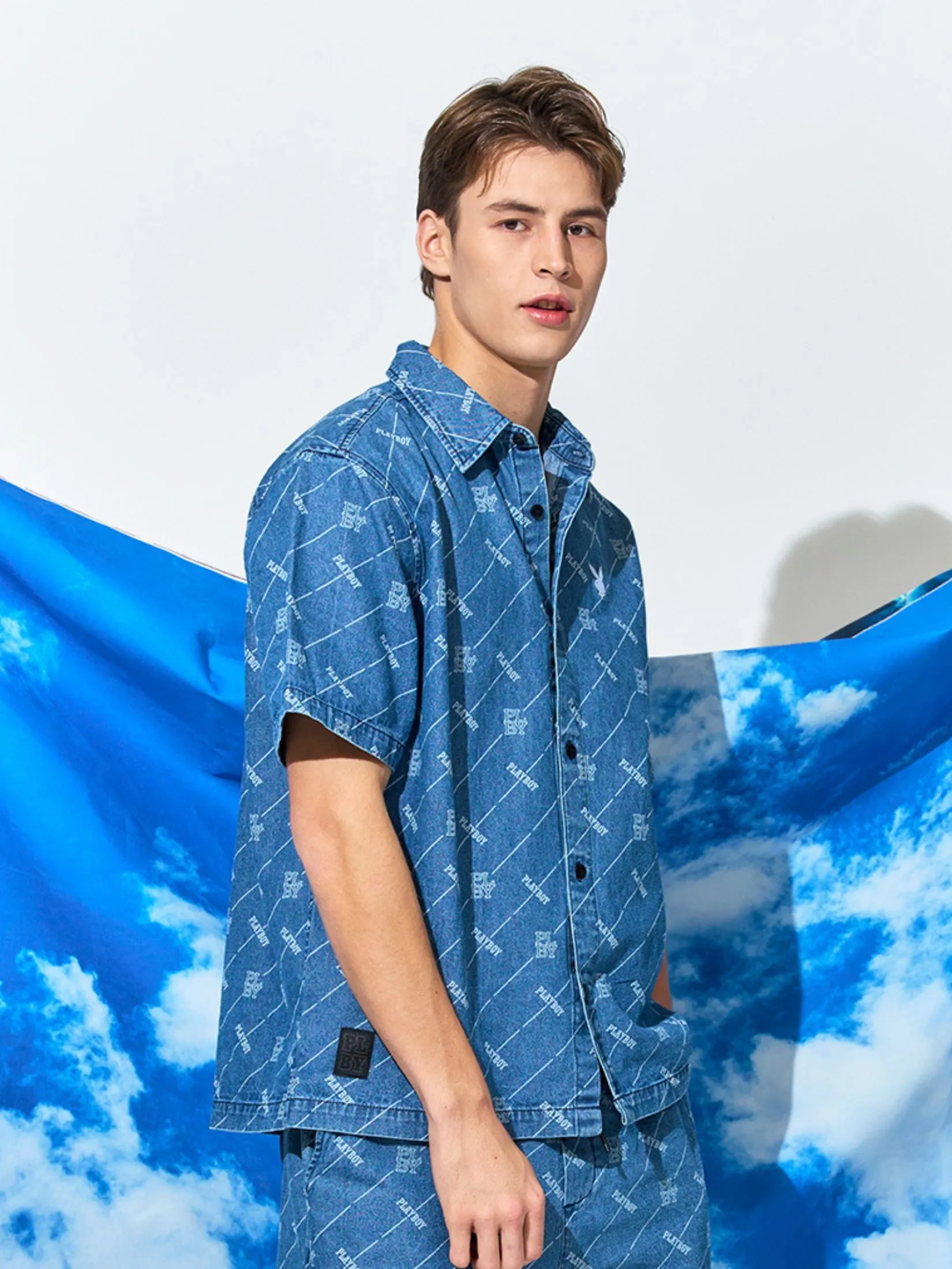 PLAYBOY Men Shirt  blue color