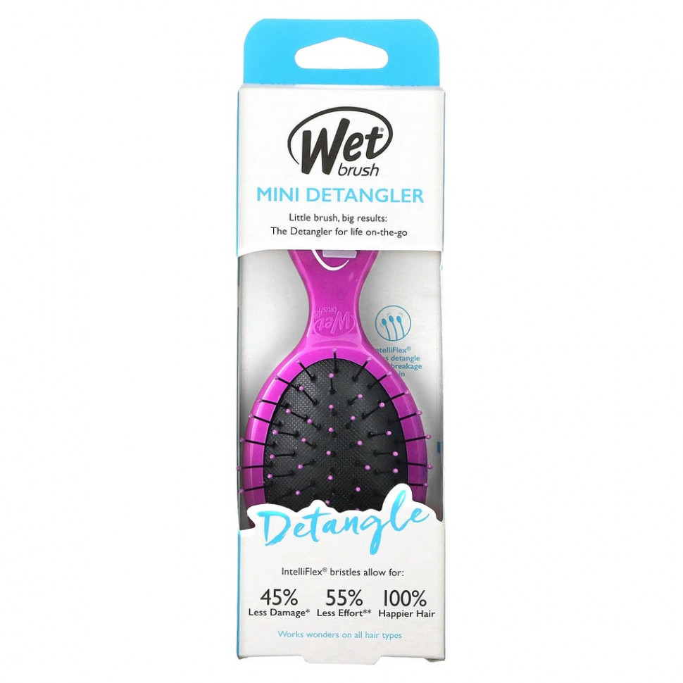 Wet Brush, Мини-расческа для облегчения расчесывания, фиолетовая, 1 расческа