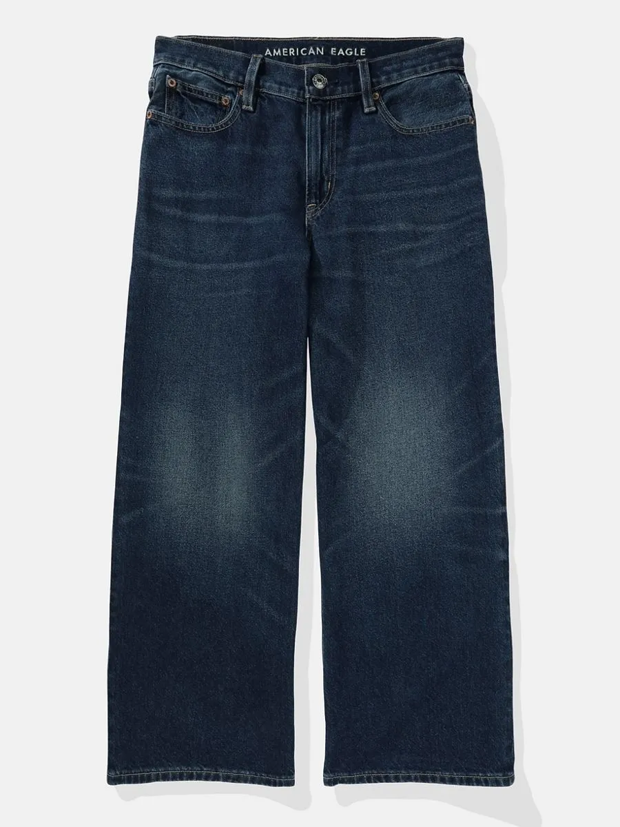 AMERICAN EAGLE WOMEN 90S WIDE LEG CROP JEAN 896 DARK WASH