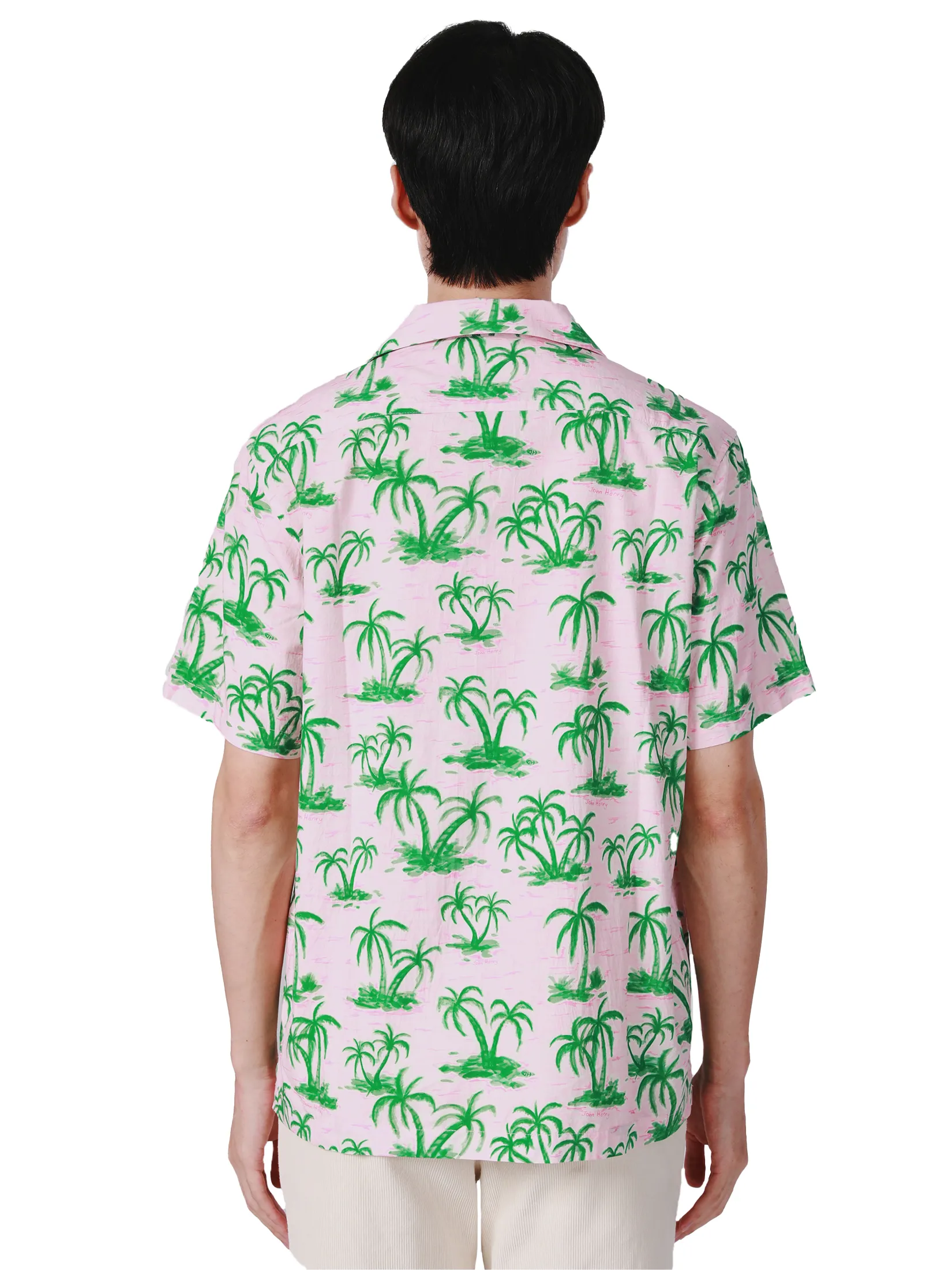 JOHN HENRY Men s Short Sleeves Hawaii Shirts (Relaxed Fit) SONGKRAN FESTIVAL Pink