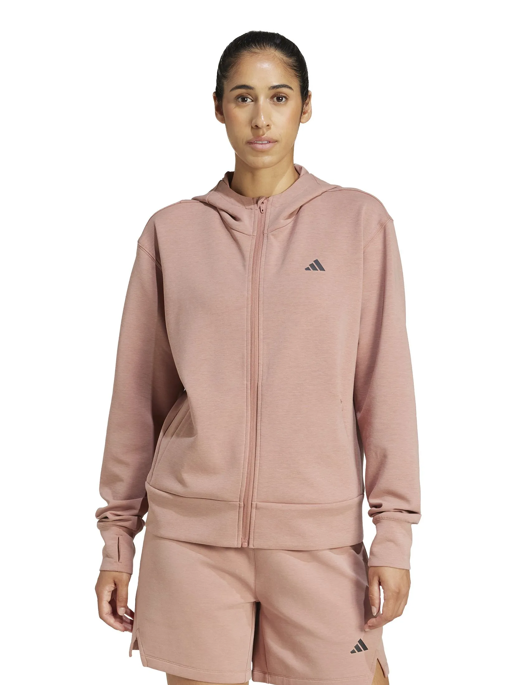 ADIDAS Women Hooded Sweatshirt Designed 4 Training Full-Zip Red / Warm Clay