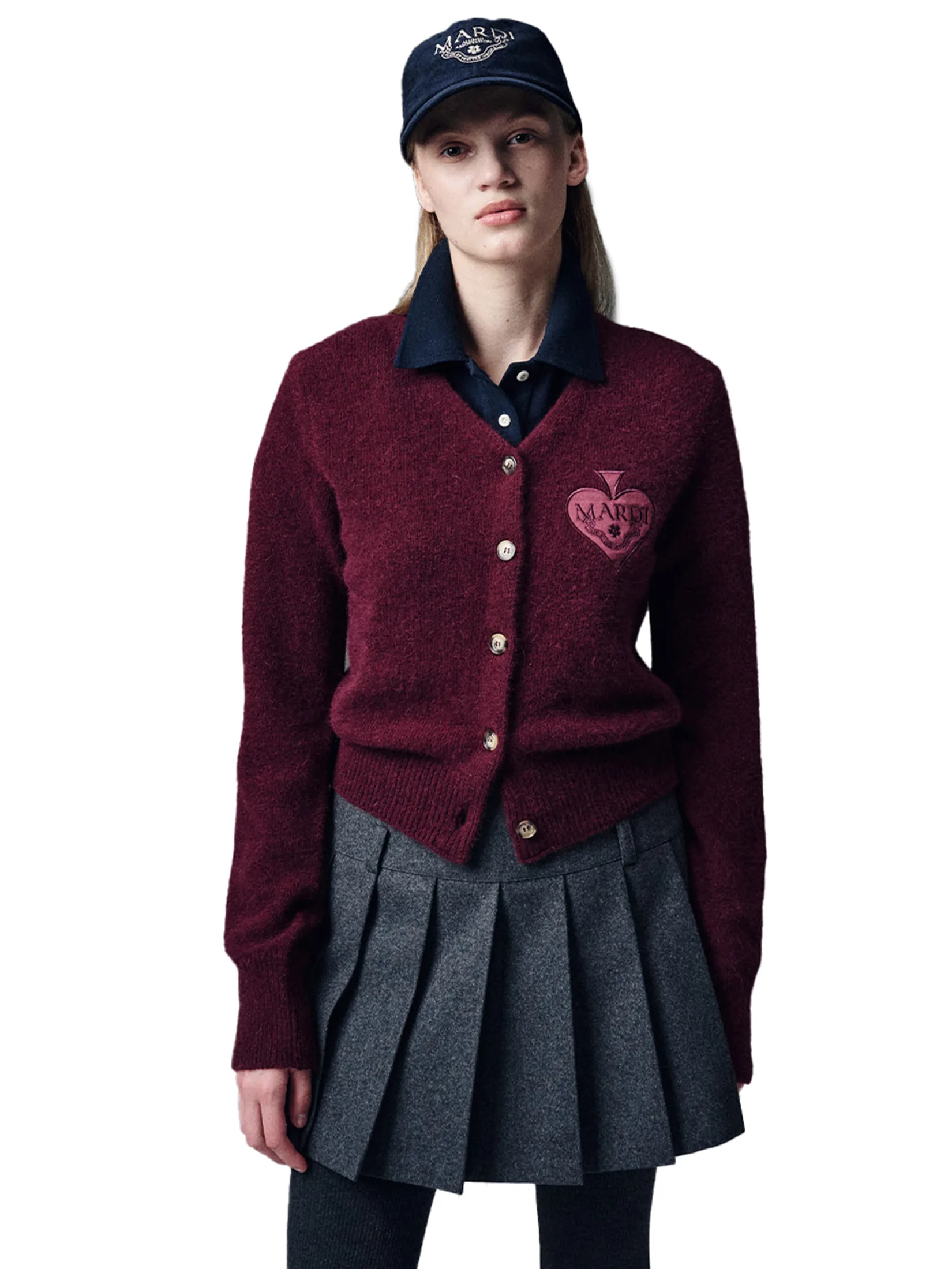 MARDI MERCREDI Raccoon Blended Cardigan V Neck F