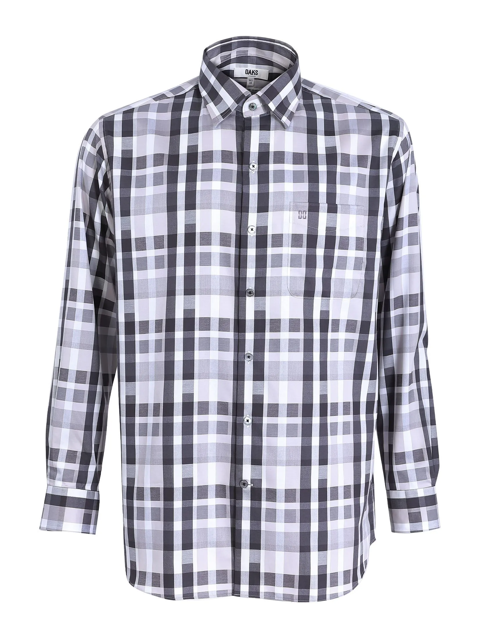 DAKS Men Long Sleeve Shirt Regular Fit Grey