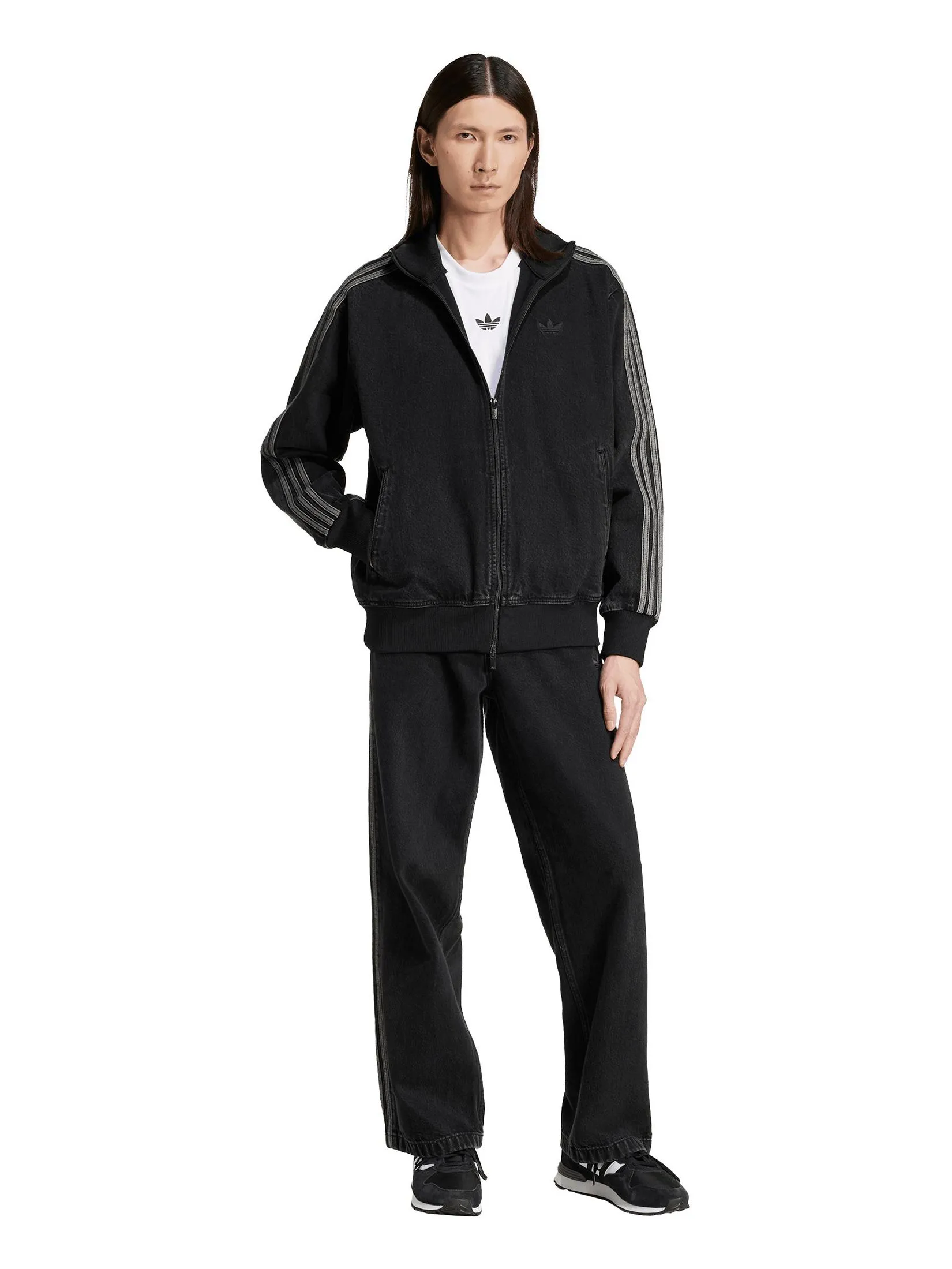 ADIDAS Men Joggers Adicolor Denim Firebird JC6718 Black / True Black Denim