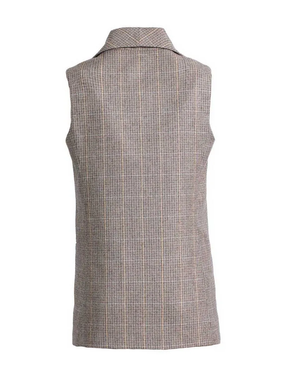 SENADA WOMEN PEAK LAPEL WOOL BEIGE VEST