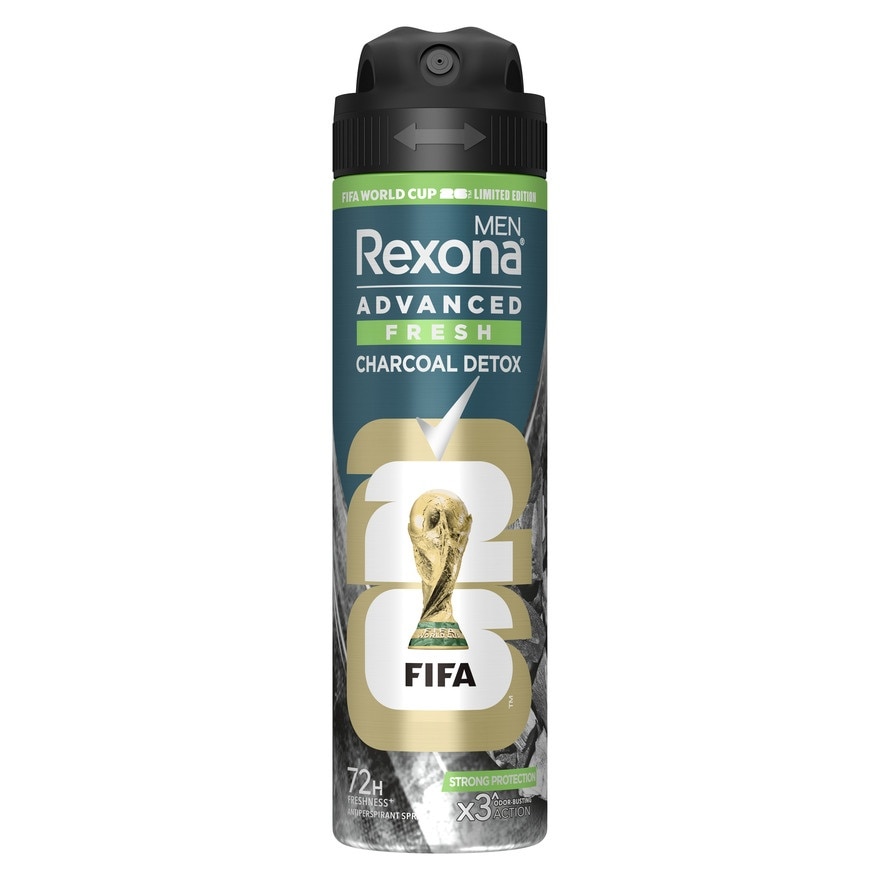 Rexona Men Spray Advanced Fresh Charcoal Detox Antiperspirant 135 Ml. - Green