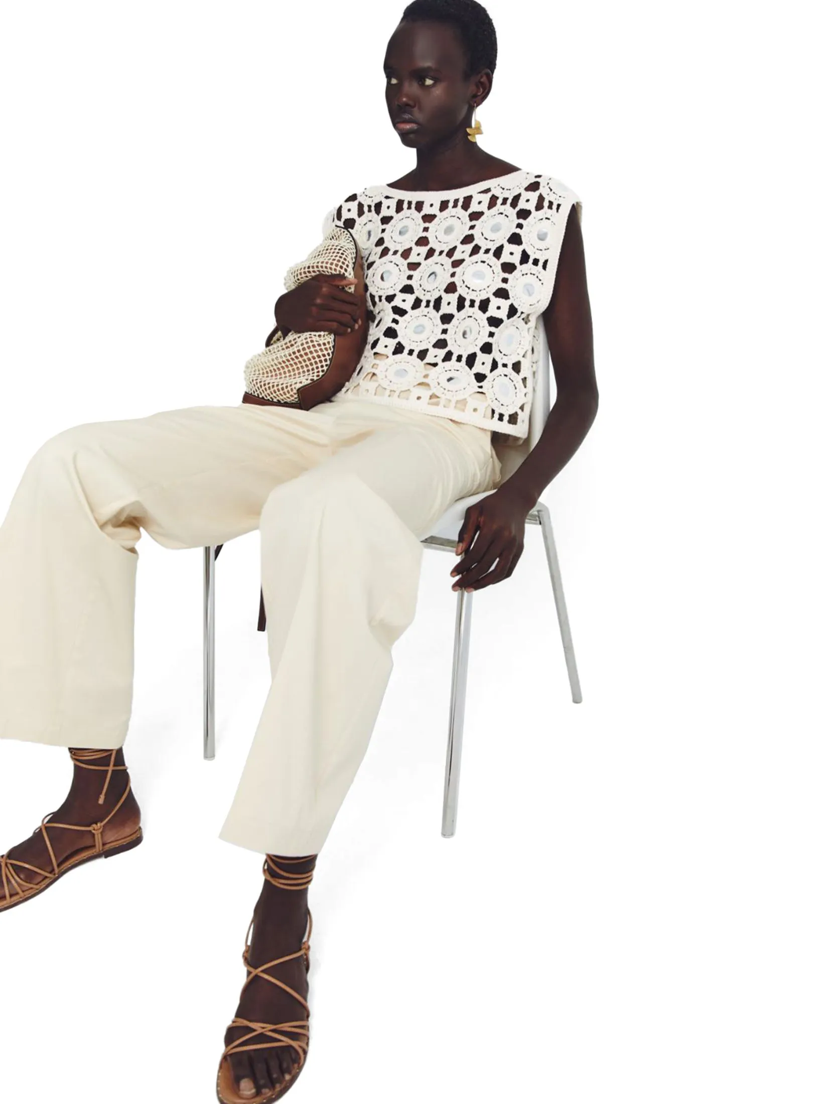 SFERA Women Pants Cotton Off White