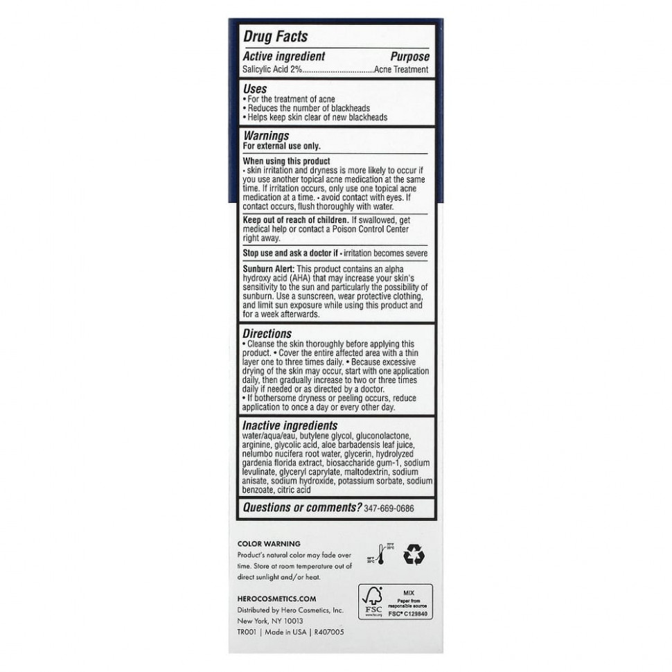 Hero Cosmetics, Pore Release, раствор для очищения от угрей, 100 мл (3,38 жидк. Унции)