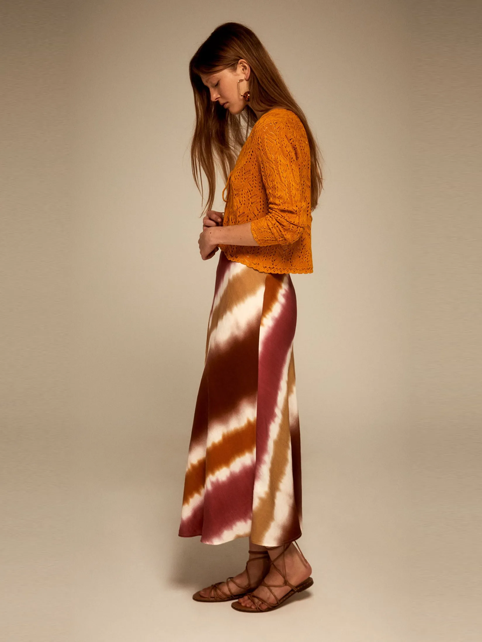 SFERA Women Skirt Asymmetrical Tied Dye Pink