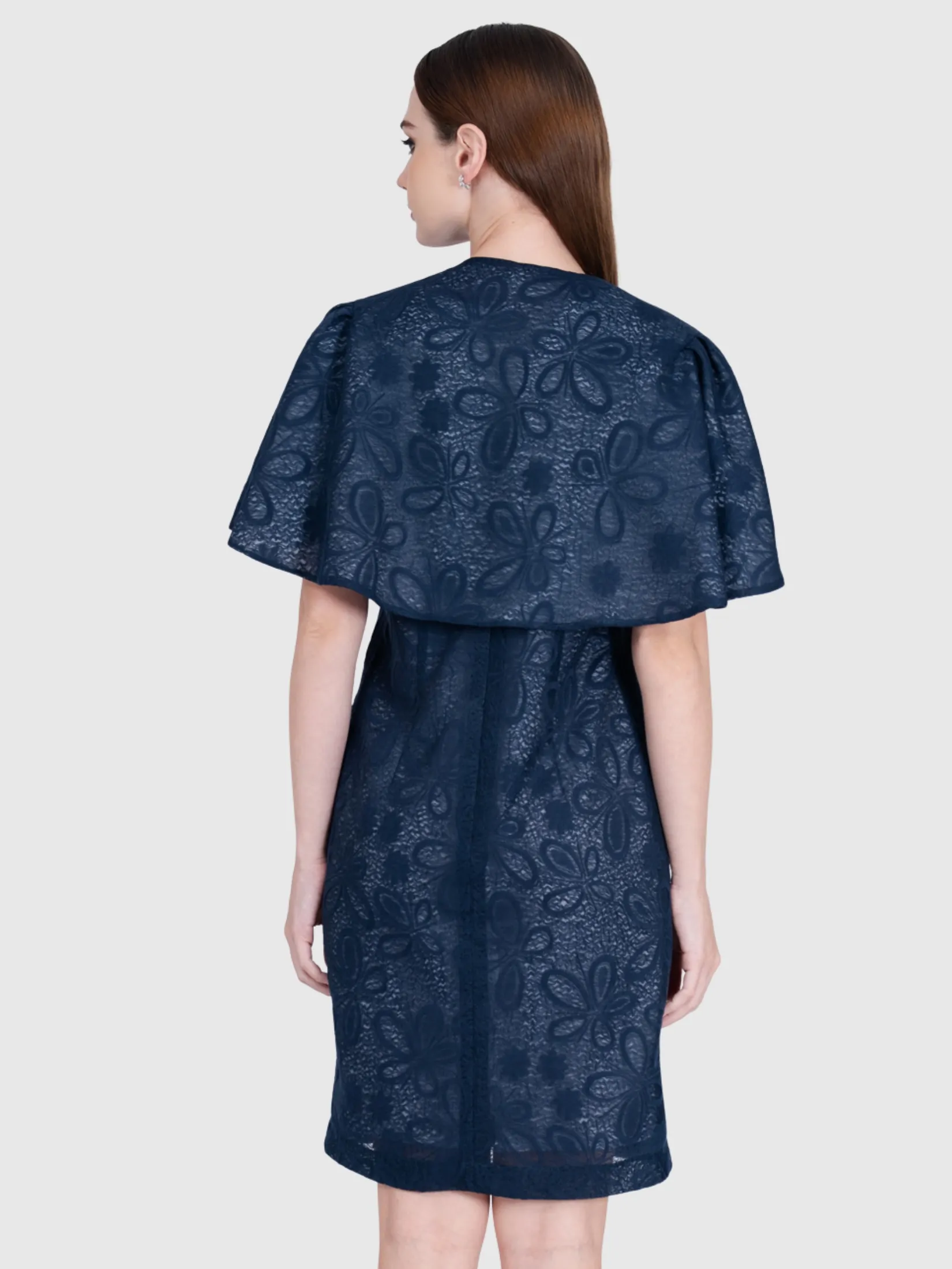 VERONIQA Women Dress Short Sleeves Fancy Navy Blue