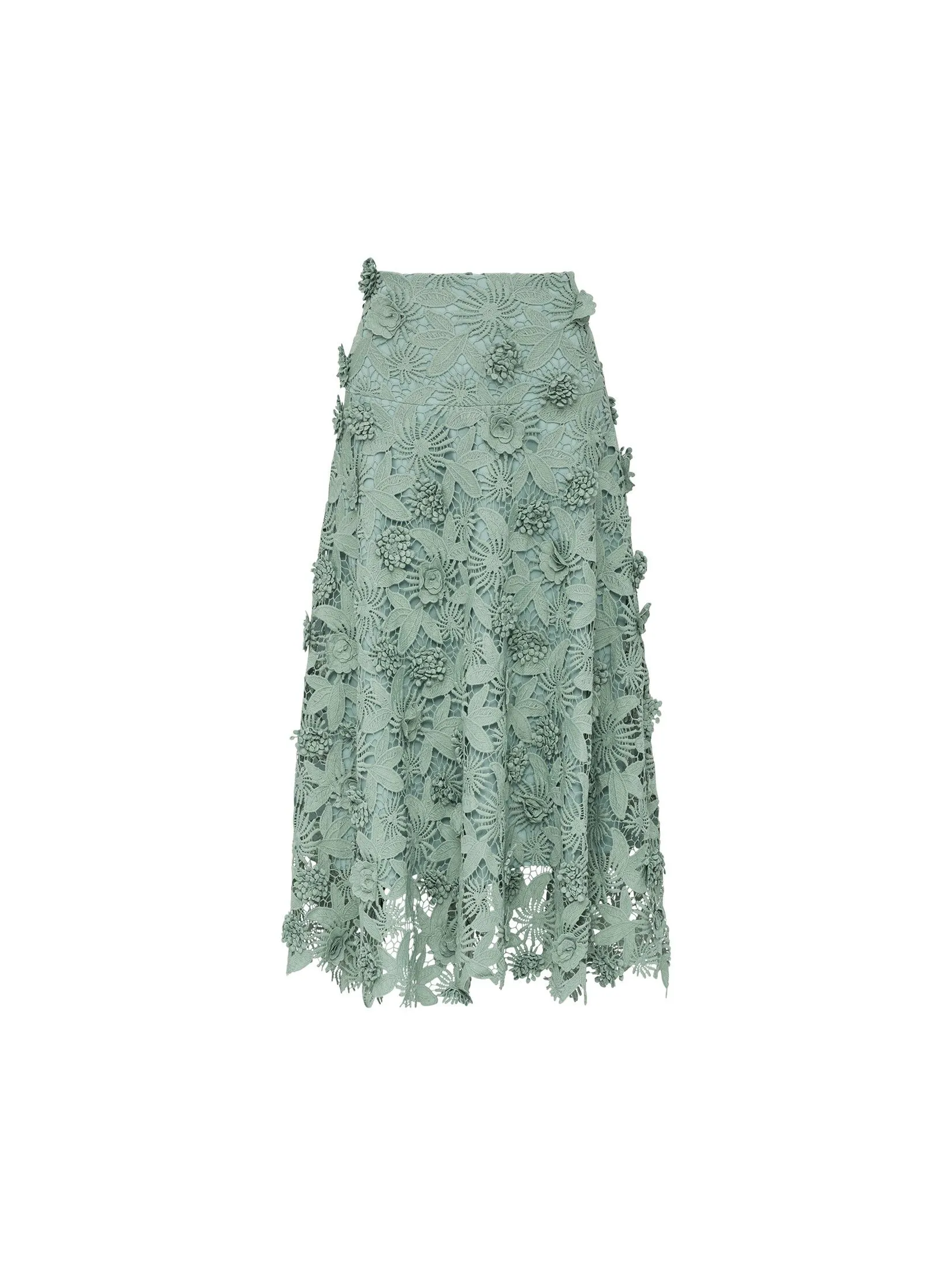 ASAVA (AW24) Zaira Floral-lace Women Flare Skirt Green