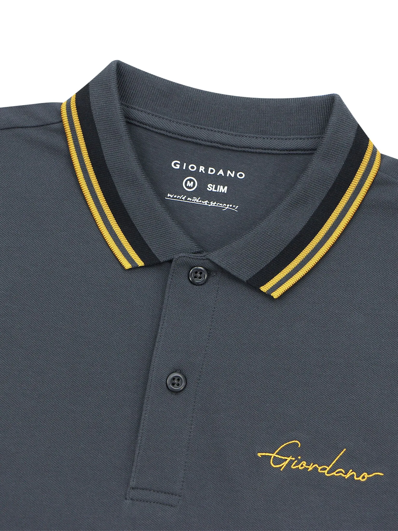 GIORDANO Men's Signature Pique Embroidery Solid Polo Atom grey