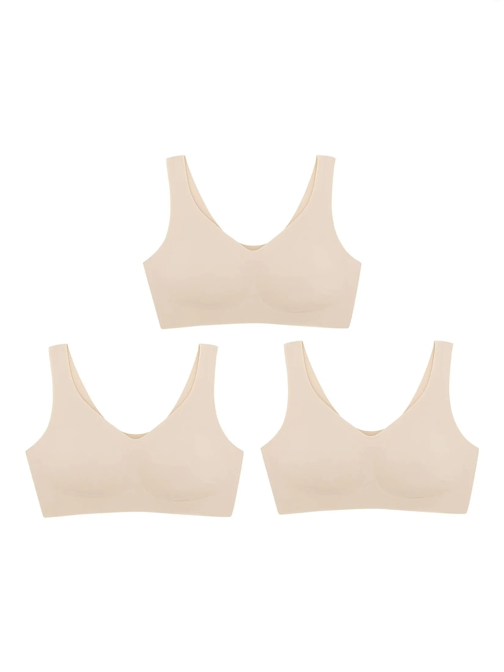 SABINA [ Pack 3 Piece ] [Online Exclusive] Woman Soft Collection Seamless Wireless Bra - Sand