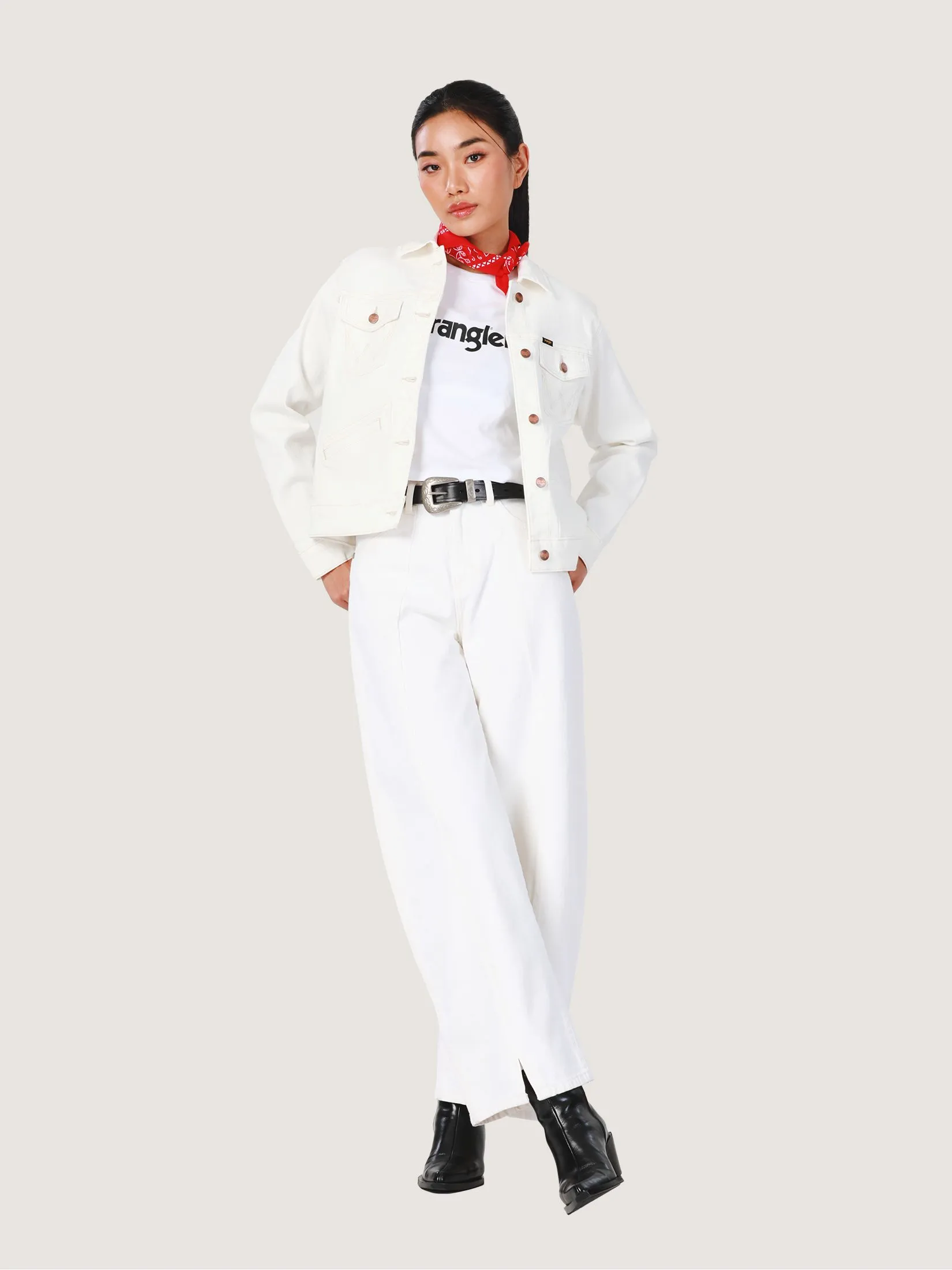 WRANGLER Women's Jeans Everyday with Wrangler Collection High Barrel Fit White