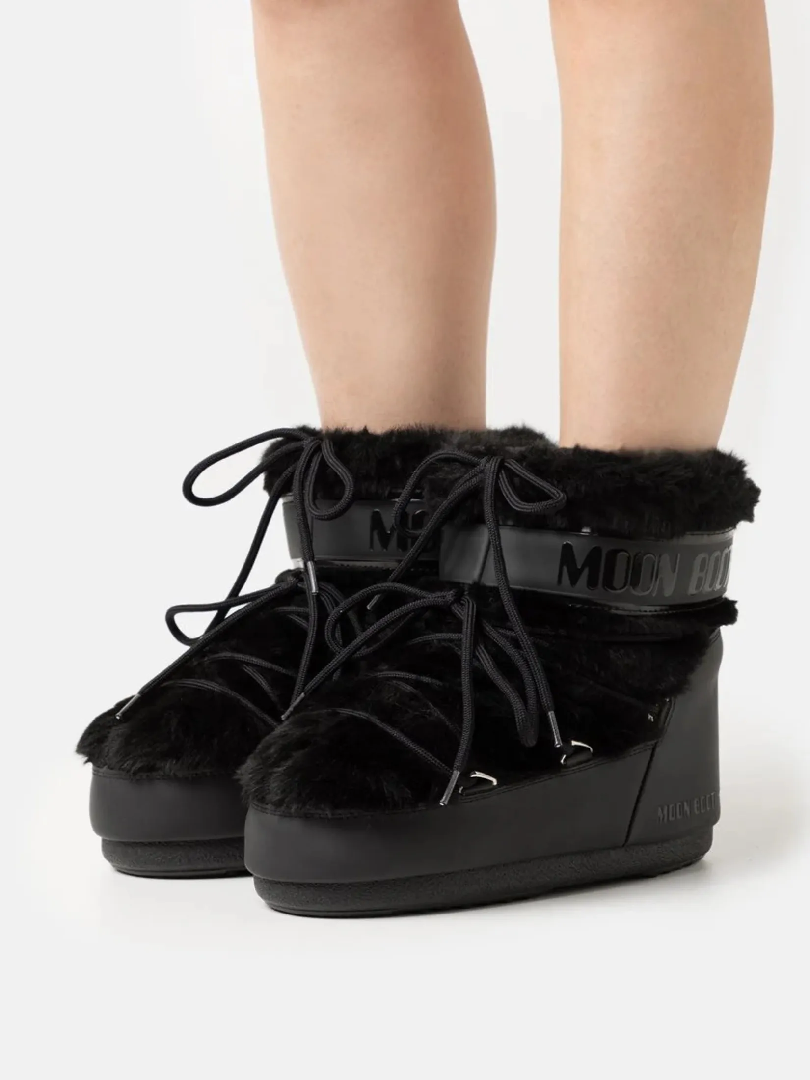 MOON BOOT BOOTS ICON LOW FAUX FUR IN BLACK