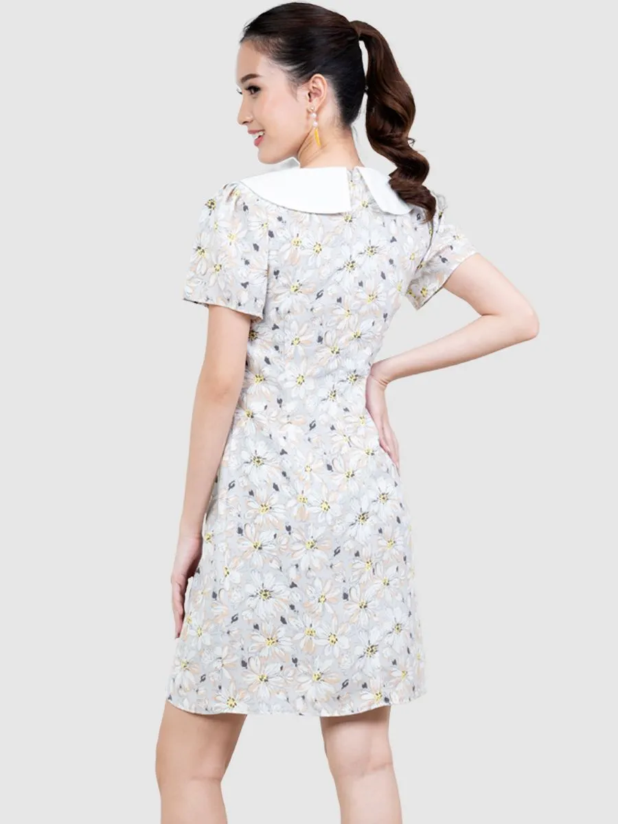 AMILA Women  Dress Como Print Light Grey