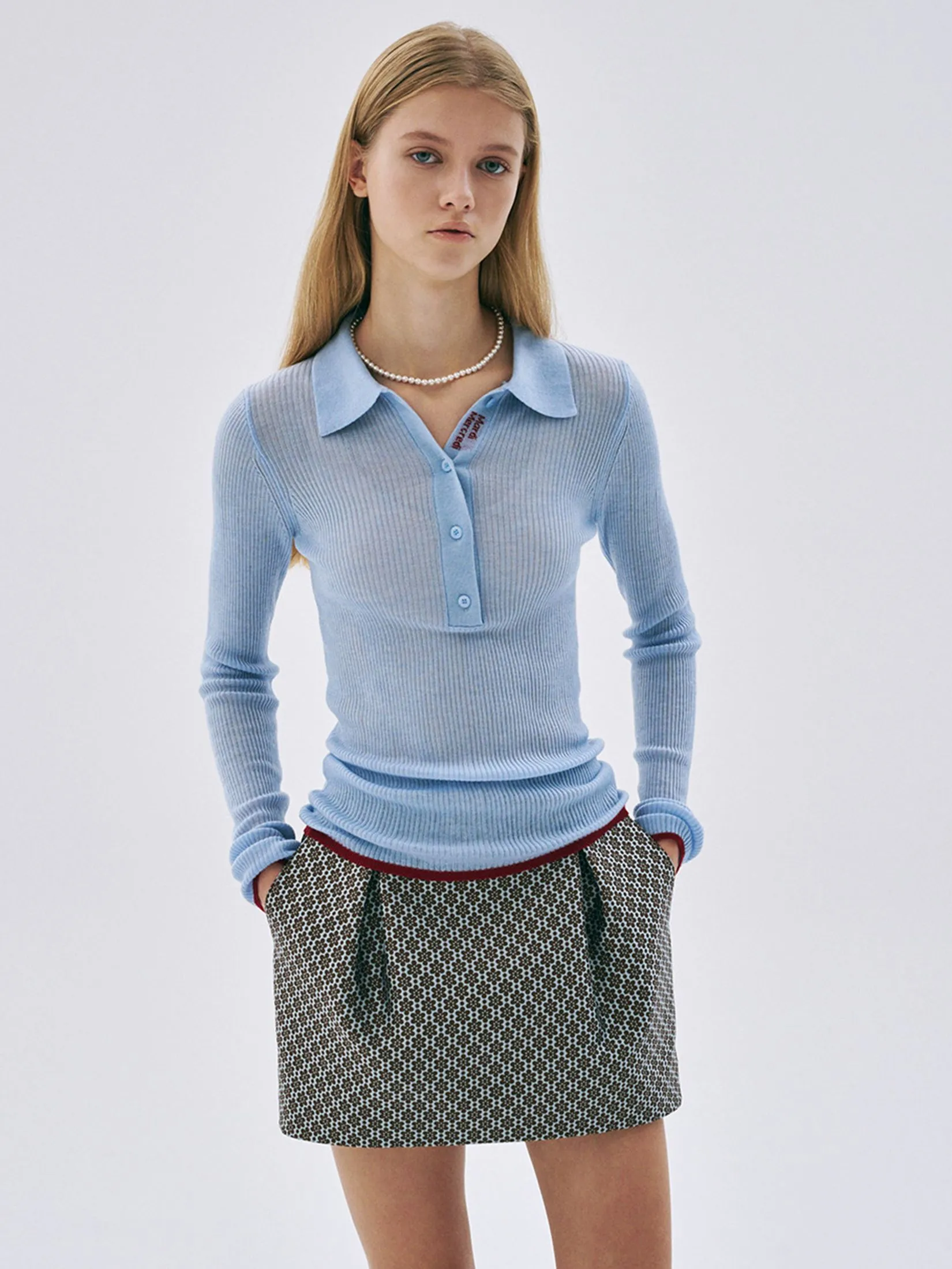 MARDI MERCREDI Mini Pegged Skirt Flower Jacquard Mint S