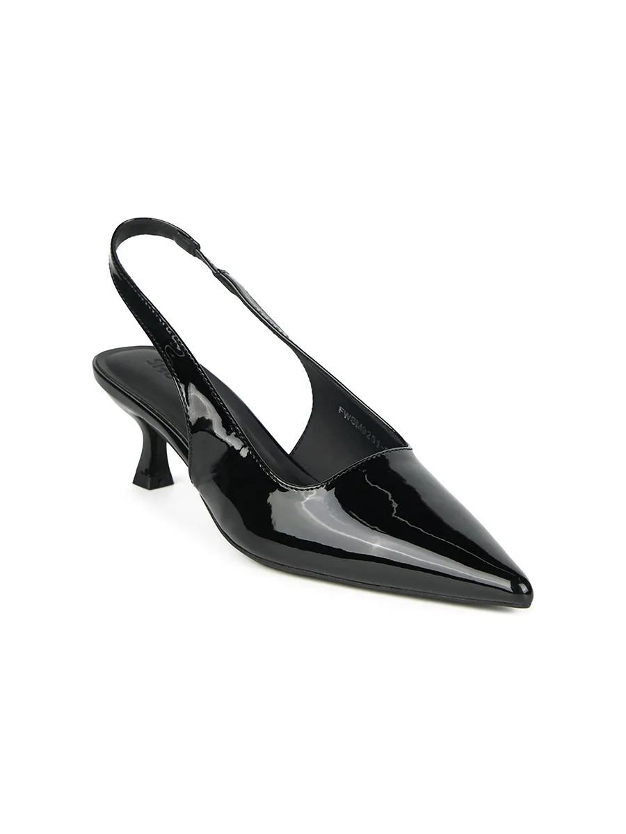 SHU WOMEN  LA POINTE  2  KITTEN HEELS - GLOSSY BLACK