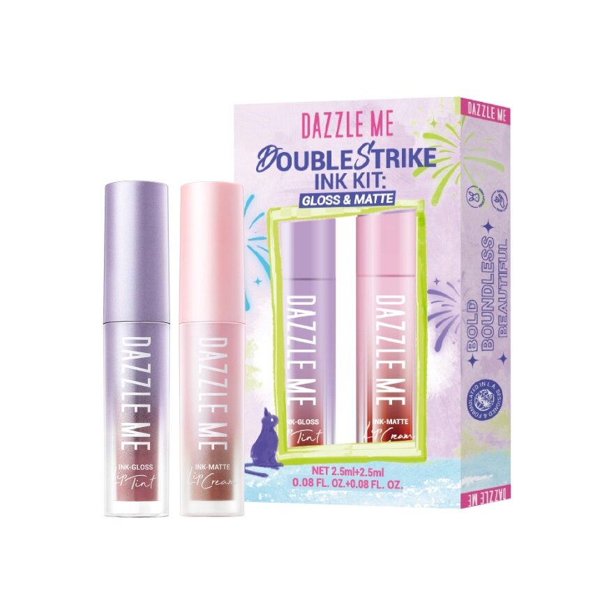 Dazzle Me Double Strike Ink Kit Gloss  Matte Lip 2.5ml. 2pcs. Femme Ink + Worth Ink - Femme Ink + Worth Ink
