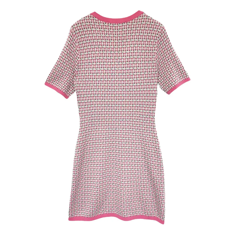 JESSICA PINK  V-NECK KNITTED DRESS