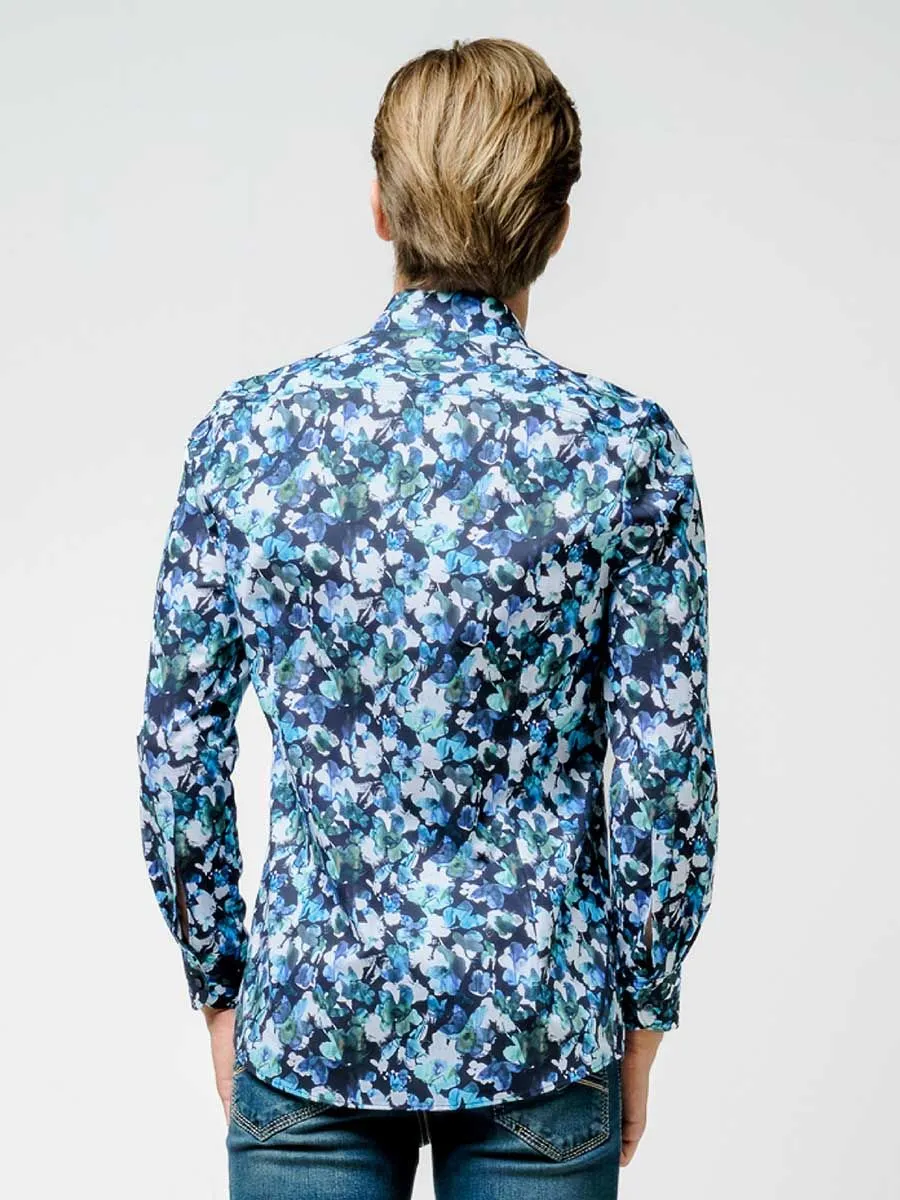 OLYMP MEN SHIRT LONG SLEEVES BODY  FIT GRAPHIC PRINT