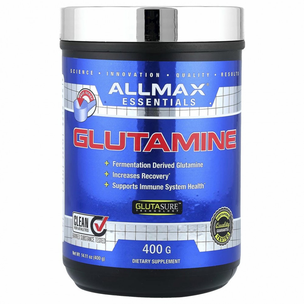 ALLMAX Nutrition, 100% чистый микронизированный глутамин, без глютена, веганский продукт, с сертификатом кошерности, 400 г (14,1 фунтов)