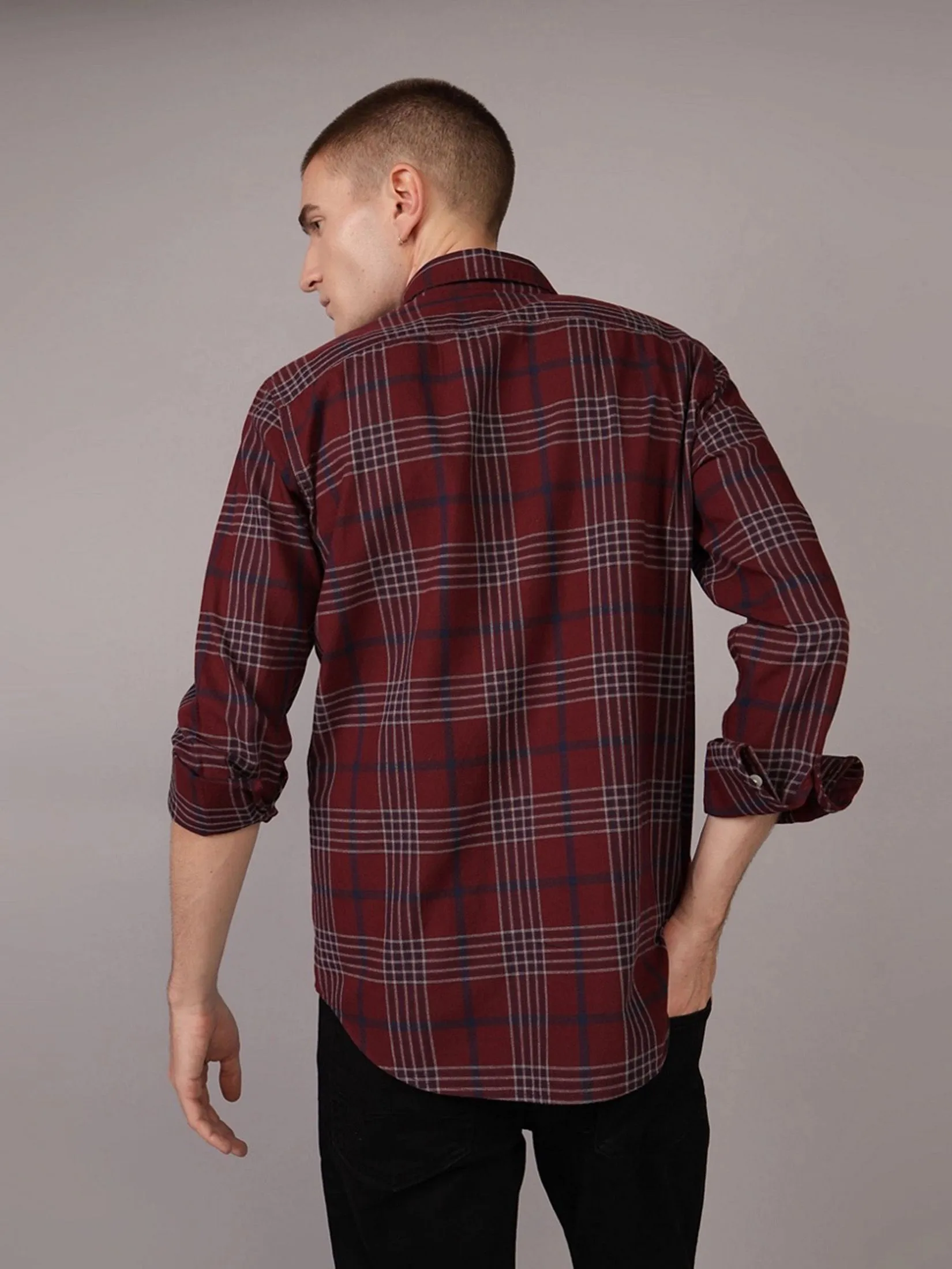 AMERICAN EAGLE MEN CARSON PLAID SF CSC LW HARVARD OXFORD SHIRT 600 RED