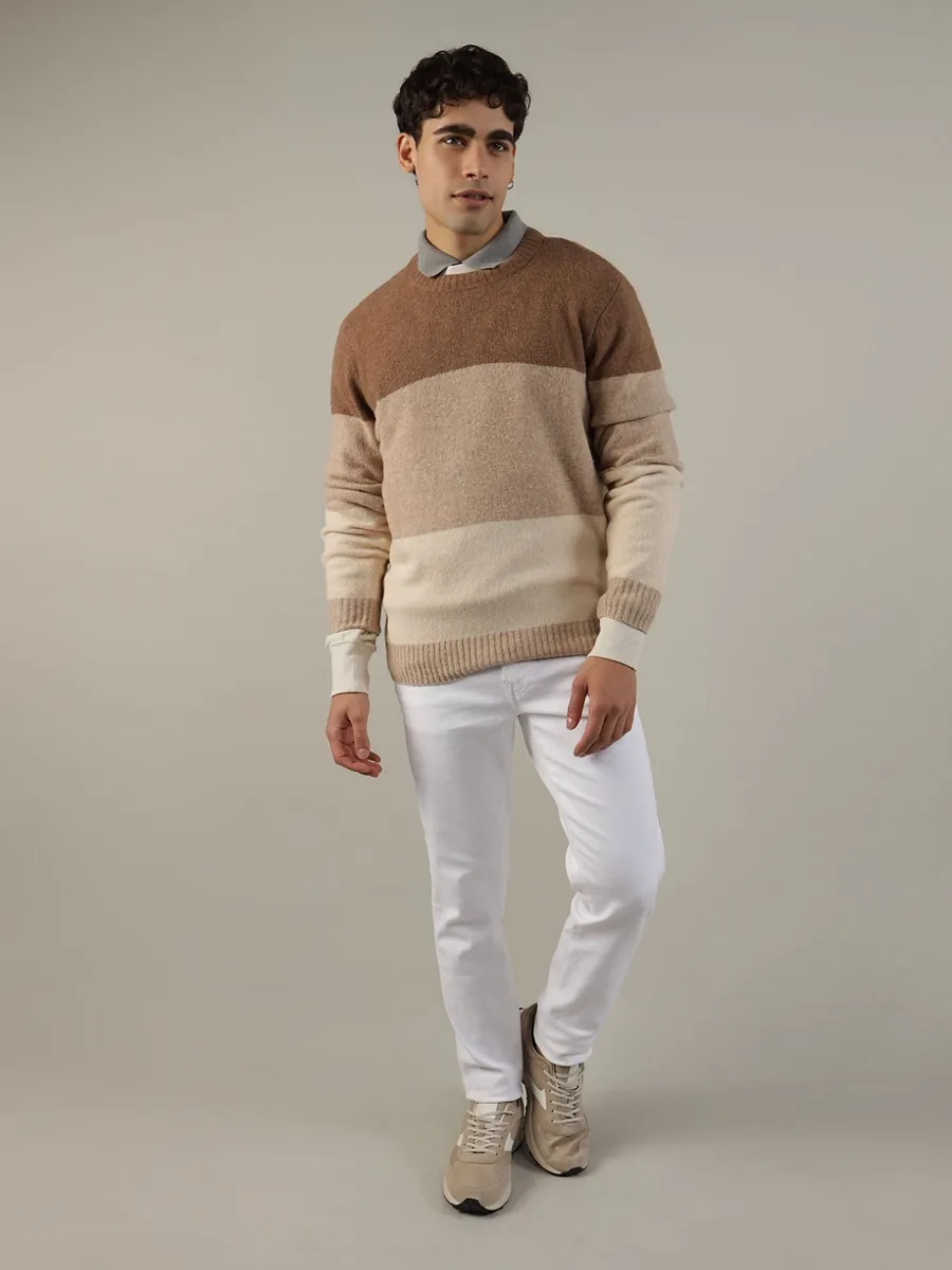 AMERICAN EAGLE MEN  JERSEY STITCH CREW 200 BROWN