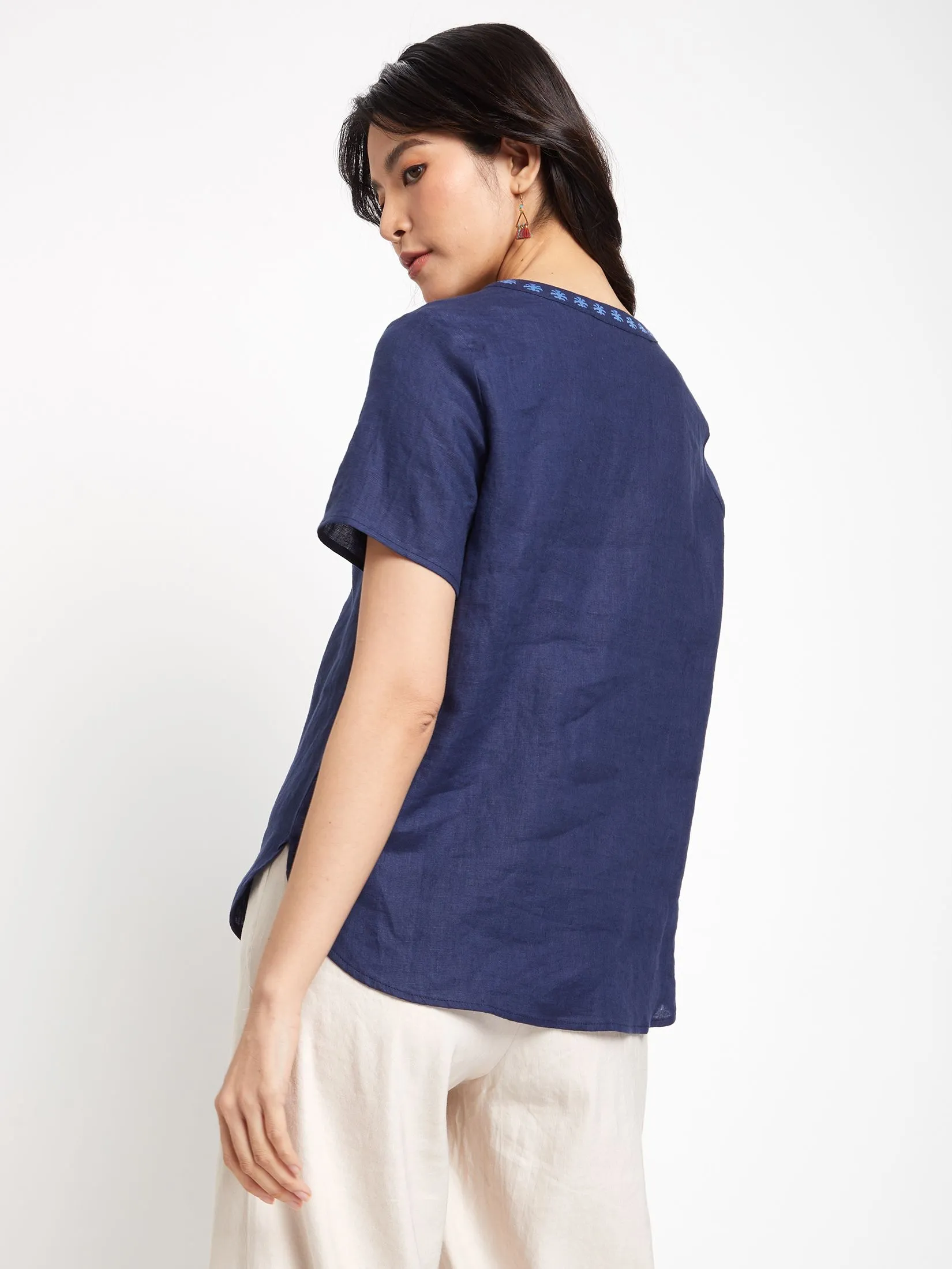 JOURNAL Women Blouse Short Sleeves Round Neck Print