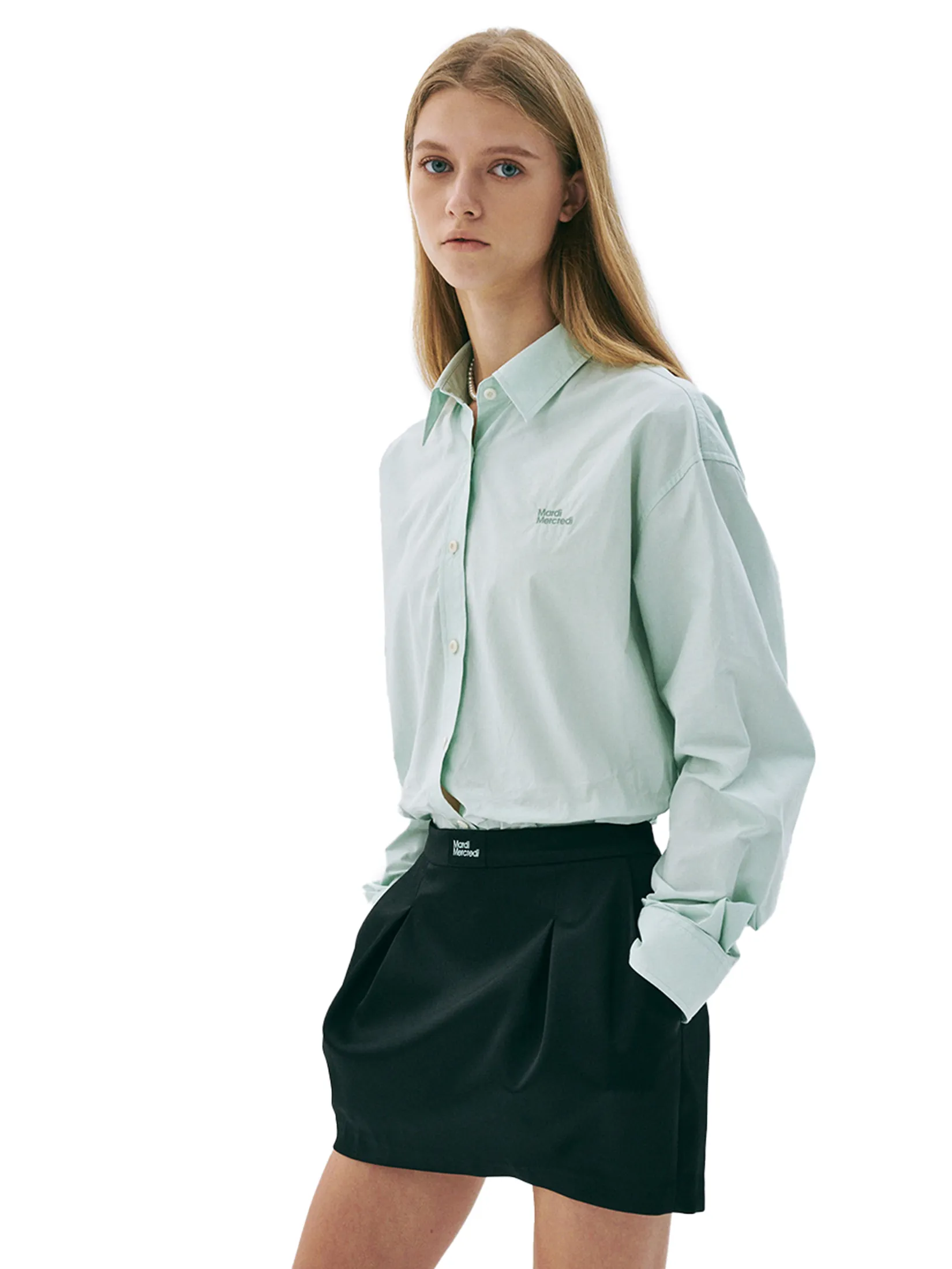 MARDI MERCREDI Satin Mini Pegged Skirt Black S Size - M