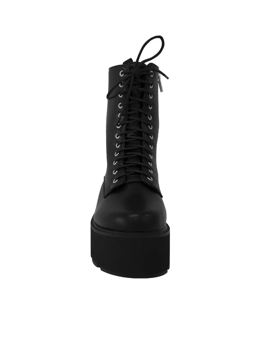 VILLAINS SF YUKI Women s Platform Combat Boots BLACK